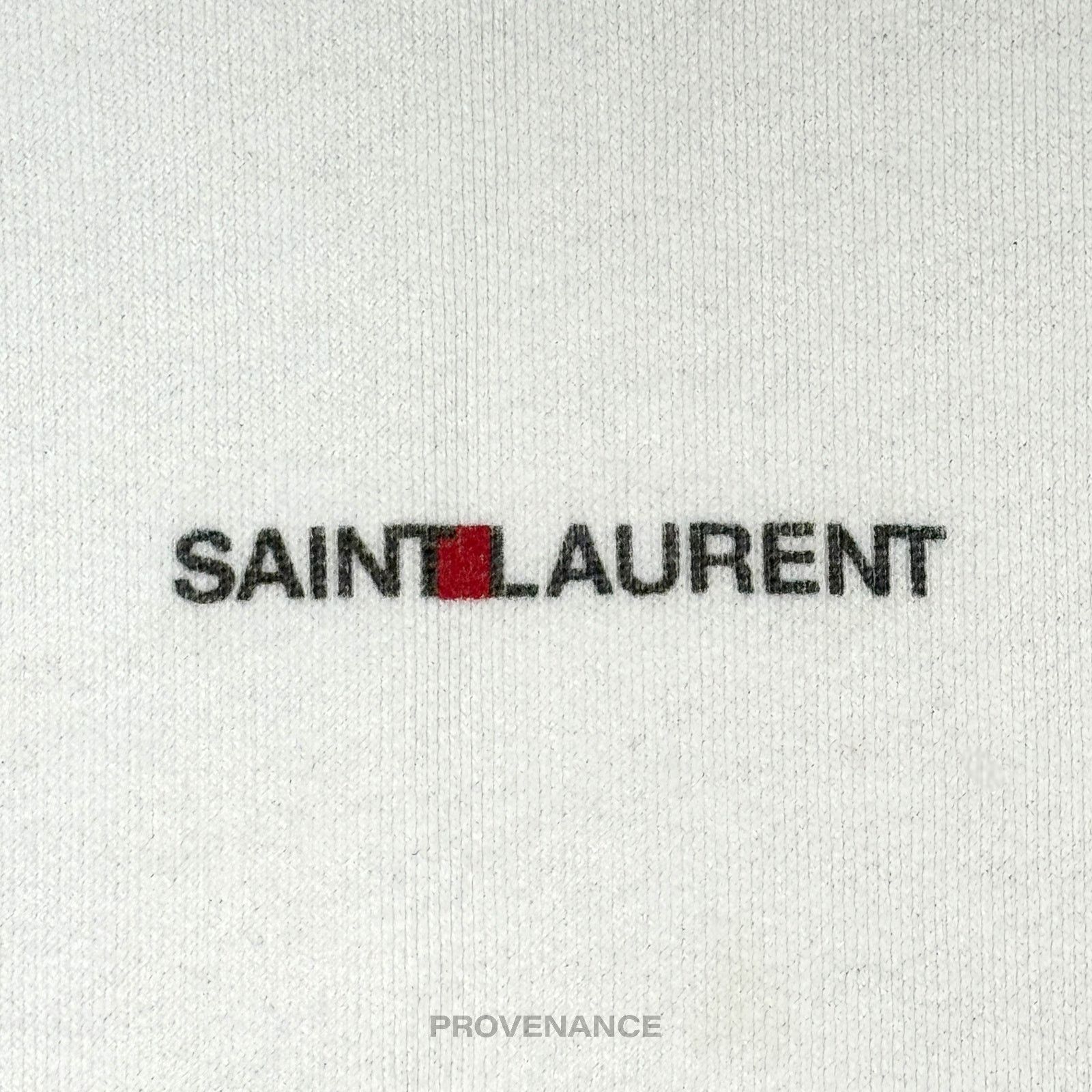 🔴 Saint Laurent Paris SLP Logo Hoodie - White