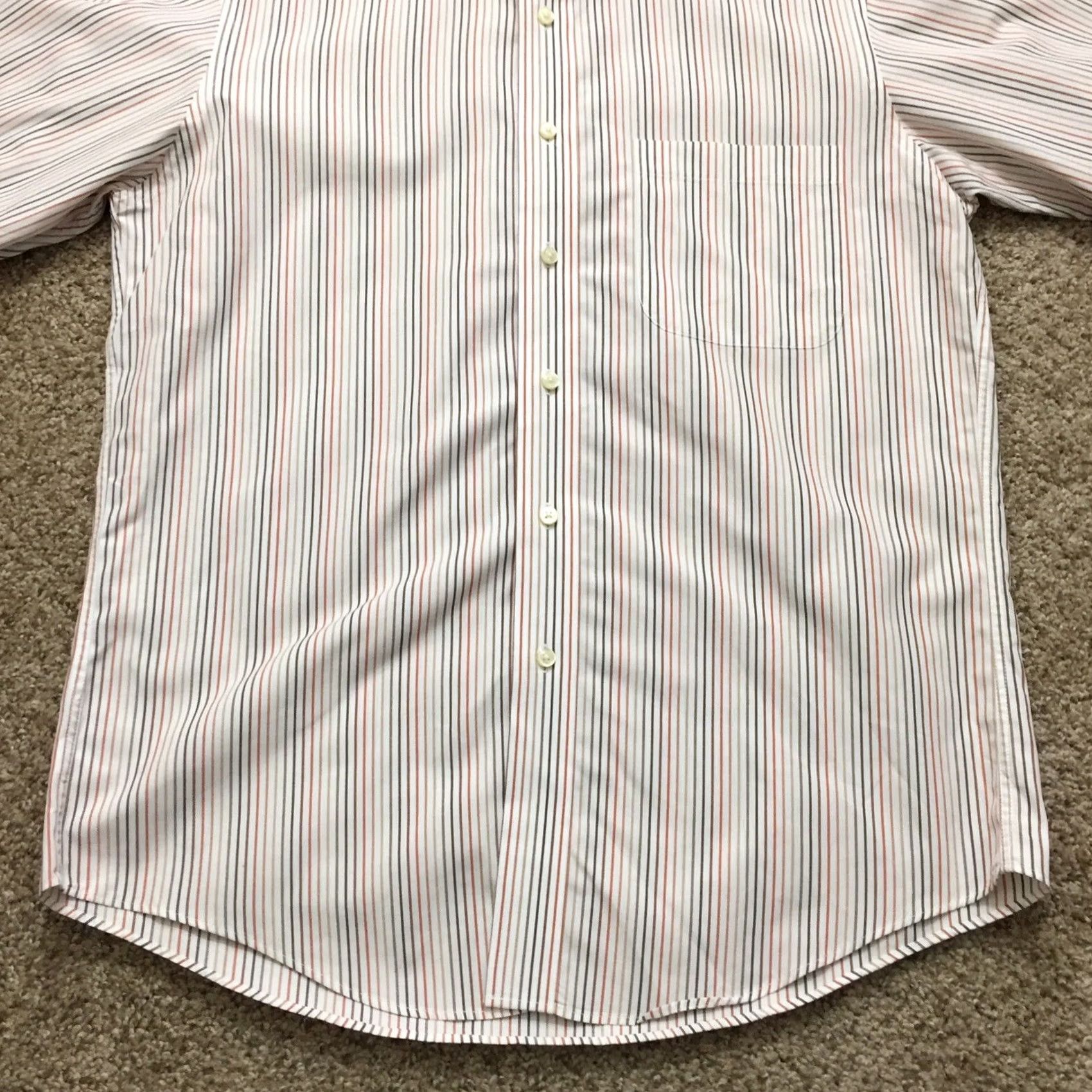 Jos. A. Bank Jos. A. Bank Shirt Mens Medium White Orange Striped Long Sleeve Button Up Size US M / EU 48-50 / 2 - 5 Thumbnail