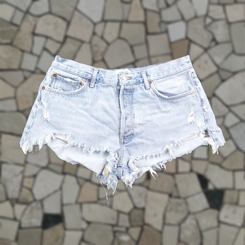 Agolde VINTAGE AGOLDE Shorts Womens 31 Blue Parker Denim Jean Cutoff Distressed Button Fly Mini Size 24" / US 00 / IT 34 - 1 Thumbnail