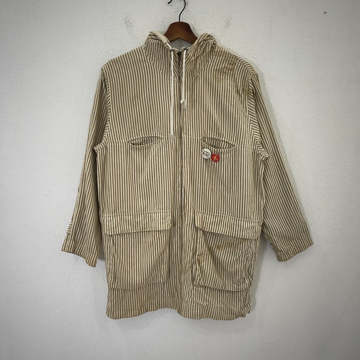 image of Vintage Peyton Place Ppfm Stripe Hoodies Jacket in Brown, Men's (Size Medium)