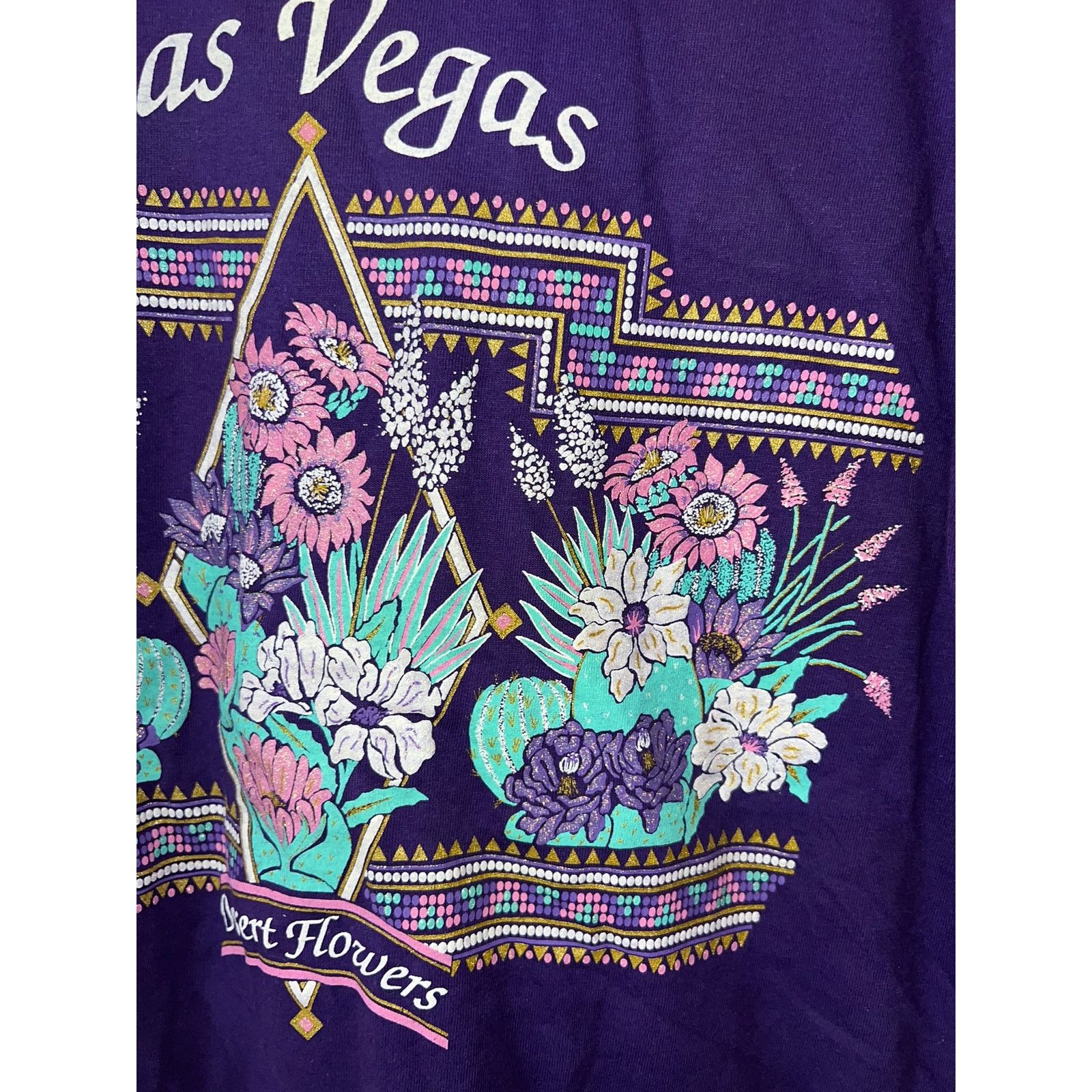Jerzees Vintage Las Vegas Desert Shirt Flowers Purple Tee VTG L 90s Size US L / EU 52-54 / 3 - 5 Thumbnail