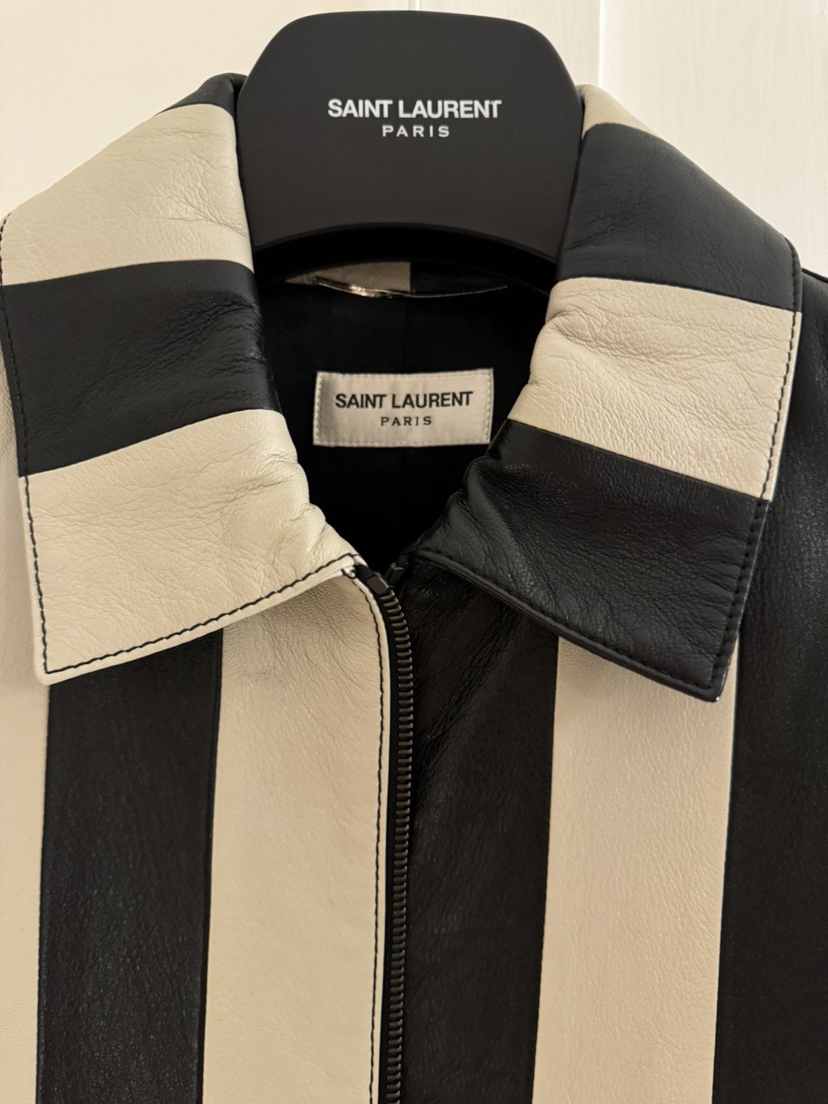 Saint Laurent Paris Saint Laurent FW19 Striped Jacket in Satinated Lambskin Size US M / EU 48-50 / 2 - 3 Thumbnail