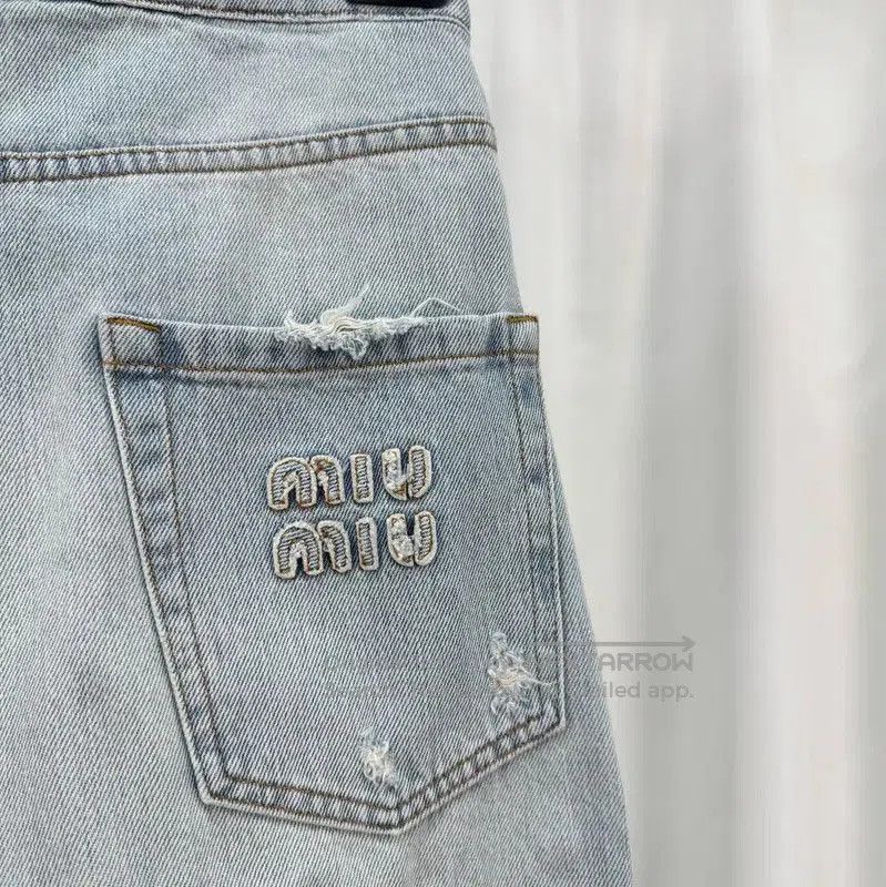 Miu Miu Miu Miu Blue Denim Logo Women's Pants . Size 23" - 5 Thumbnail