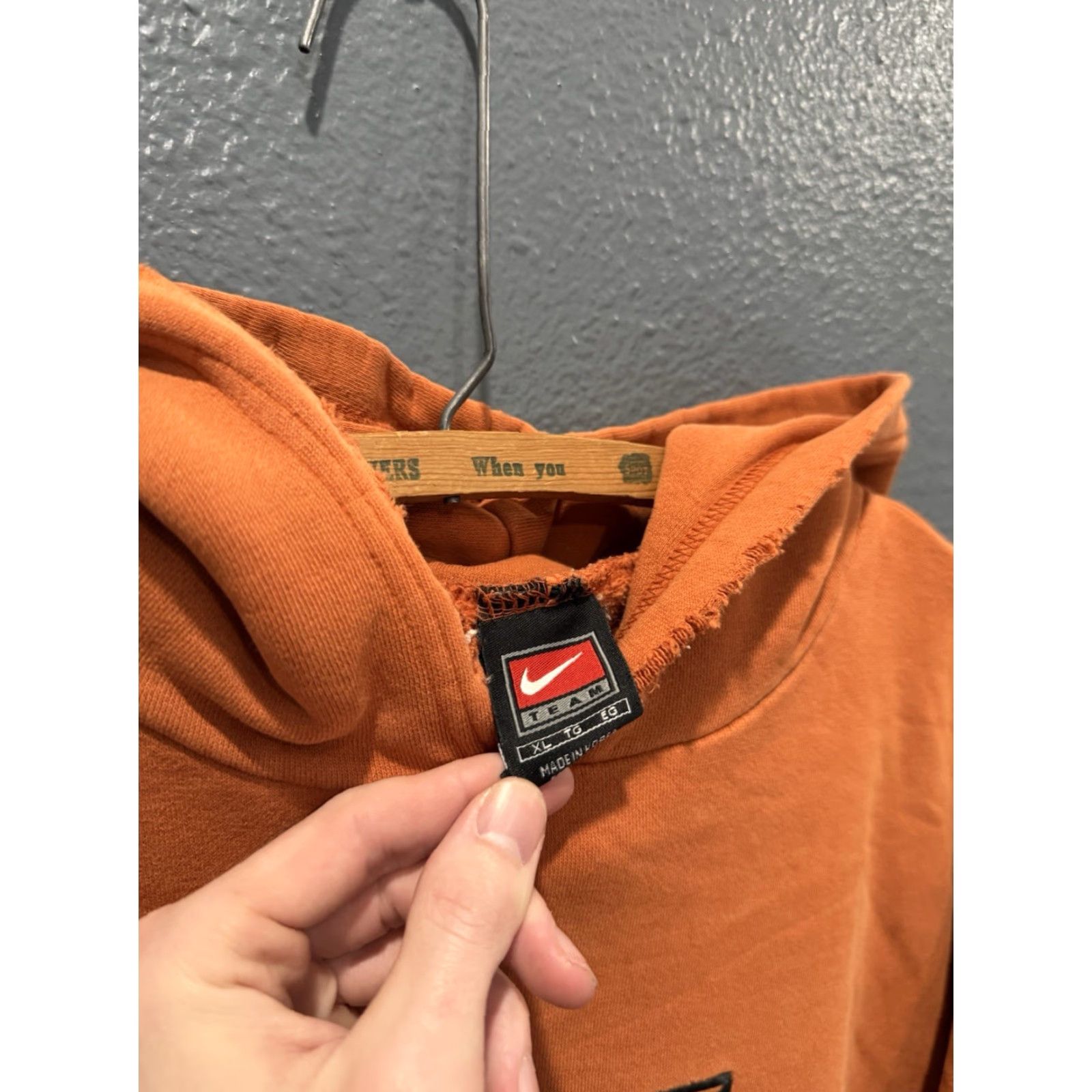 Nike VINTAGE Nike Center Check Swoosh Orange Pullover Hoodie XL Men 90s Size US XL / EU 56 / 4 - 2 Thumbnail