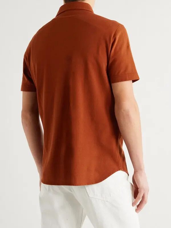 Loro Piana o1w1db10724 Cotton-Piqué Polo Shirt in Brown Size US XXL / EU 58 / 5 - 4 Thumbnail