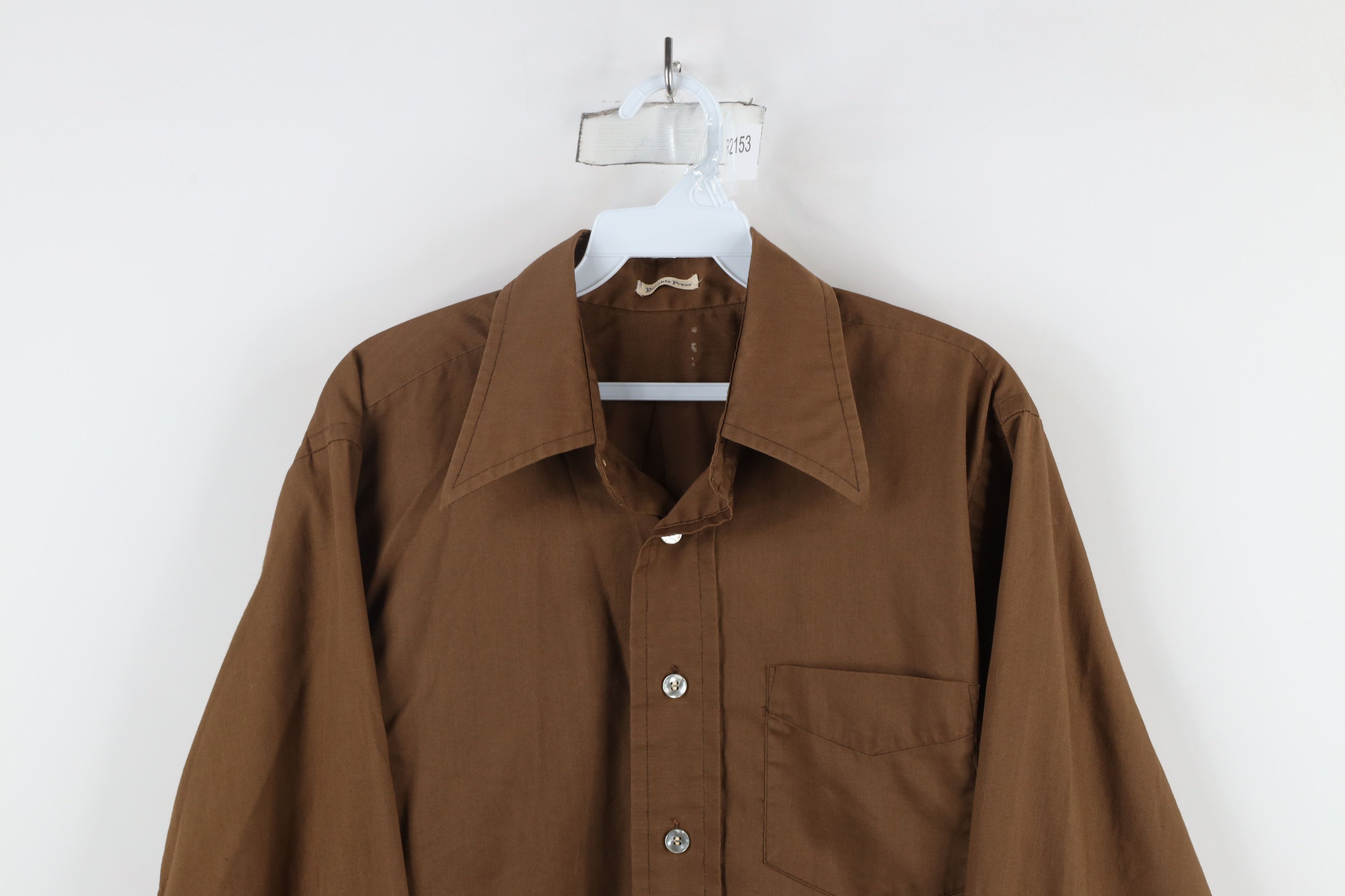Vintage Vintage 60s 70s Streetwear Collared Button Shirt Brown USA Size US L / EU 52-54 / 3 - 2 Thumbnail