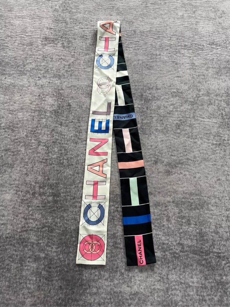 Chanel New pink macaron logo scarf