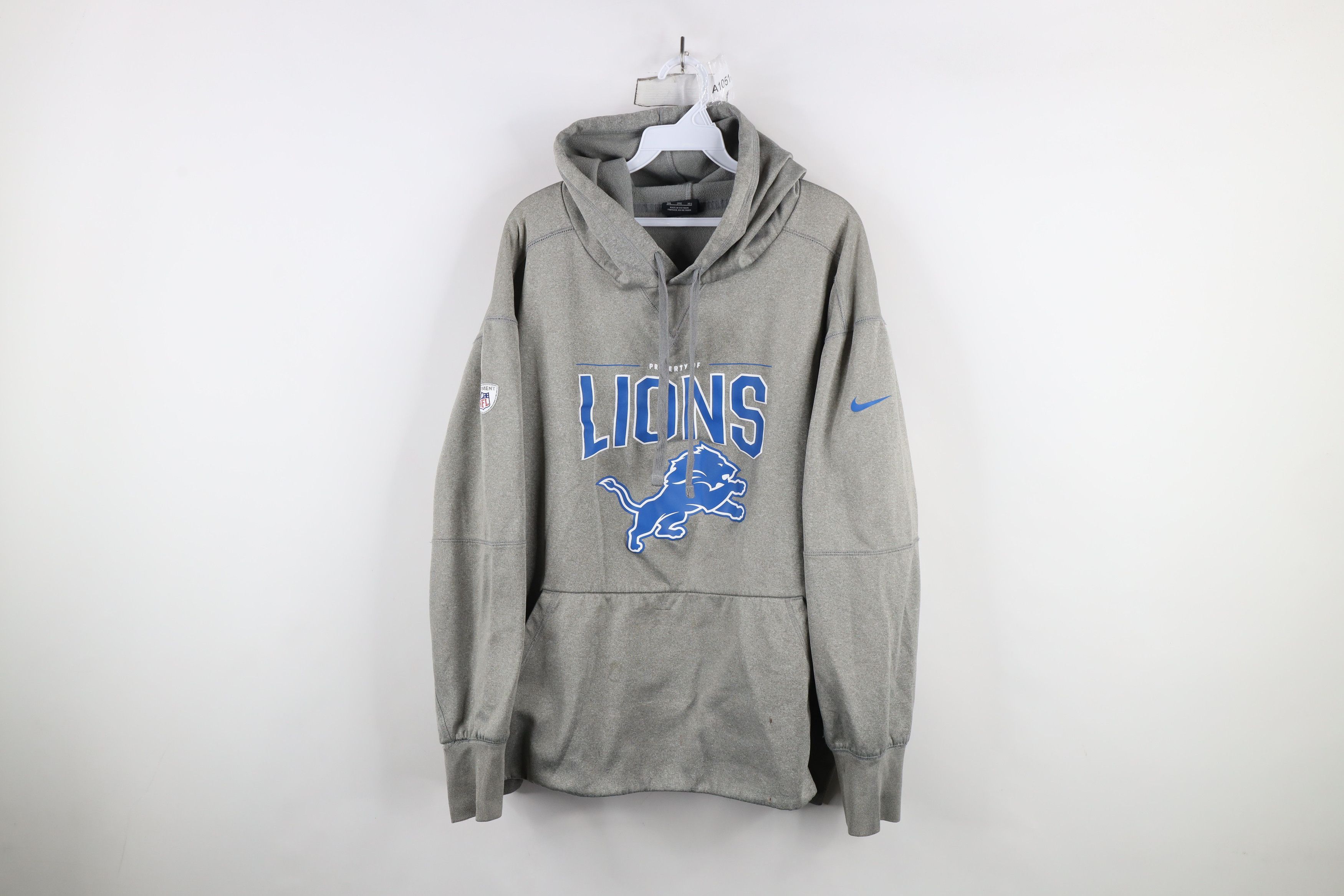 Nike × Vintage Nike Cropped Detroit Lions Football Hoodie Sweatshirt Gray Size 3XL / US 20-22 - 1 Thumbnail