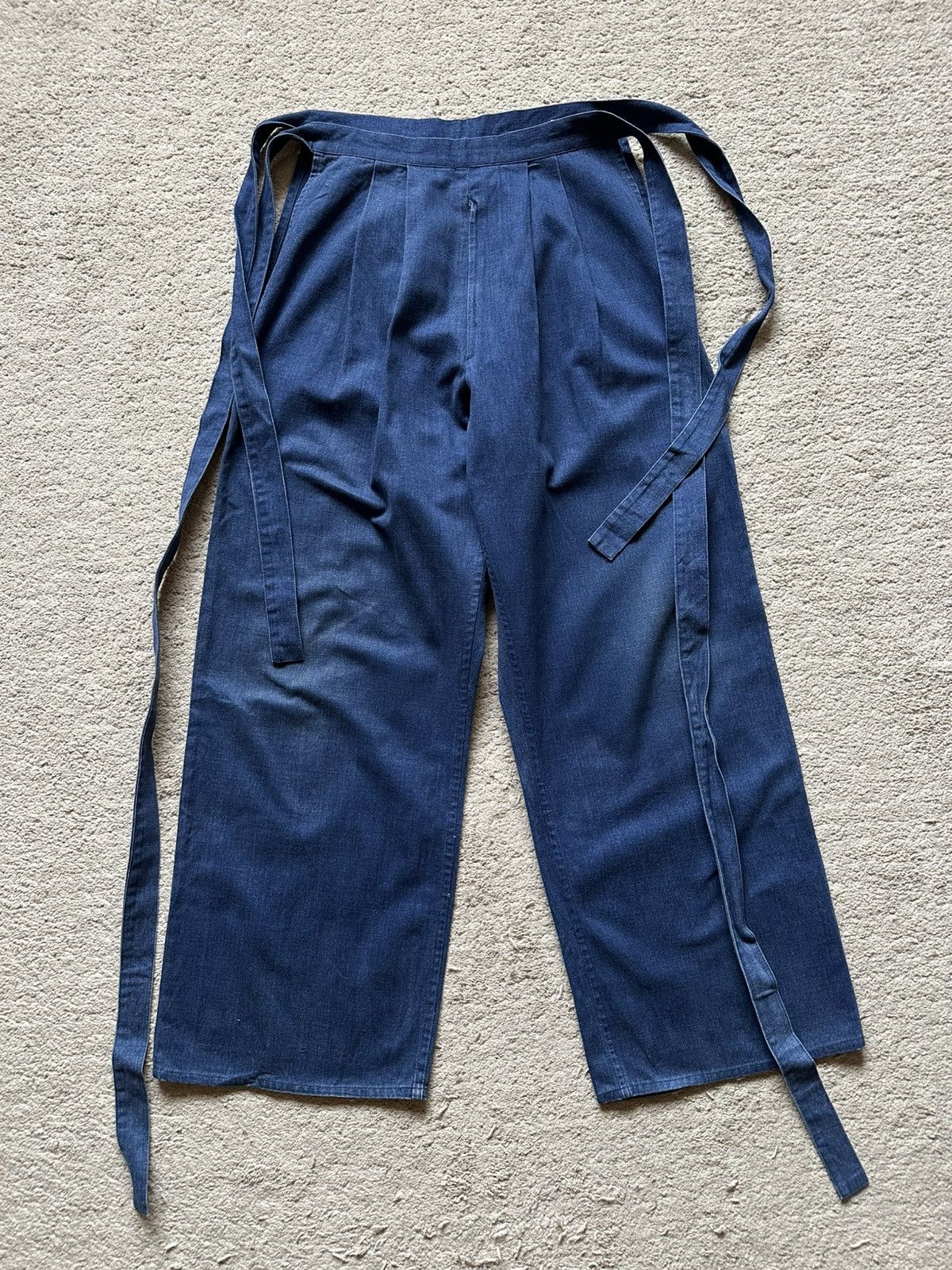 Japanese Brand 1990s Japanese Blue Denim Umanori hakama Pant Size US 29 - 4 Thumbnail