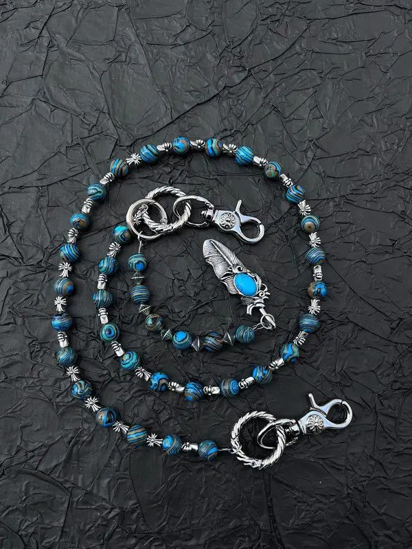 Jewelry Turquoise Beaded Chain Accessory with Feather Charm Size ONE SIZE - 8 Thumbnail