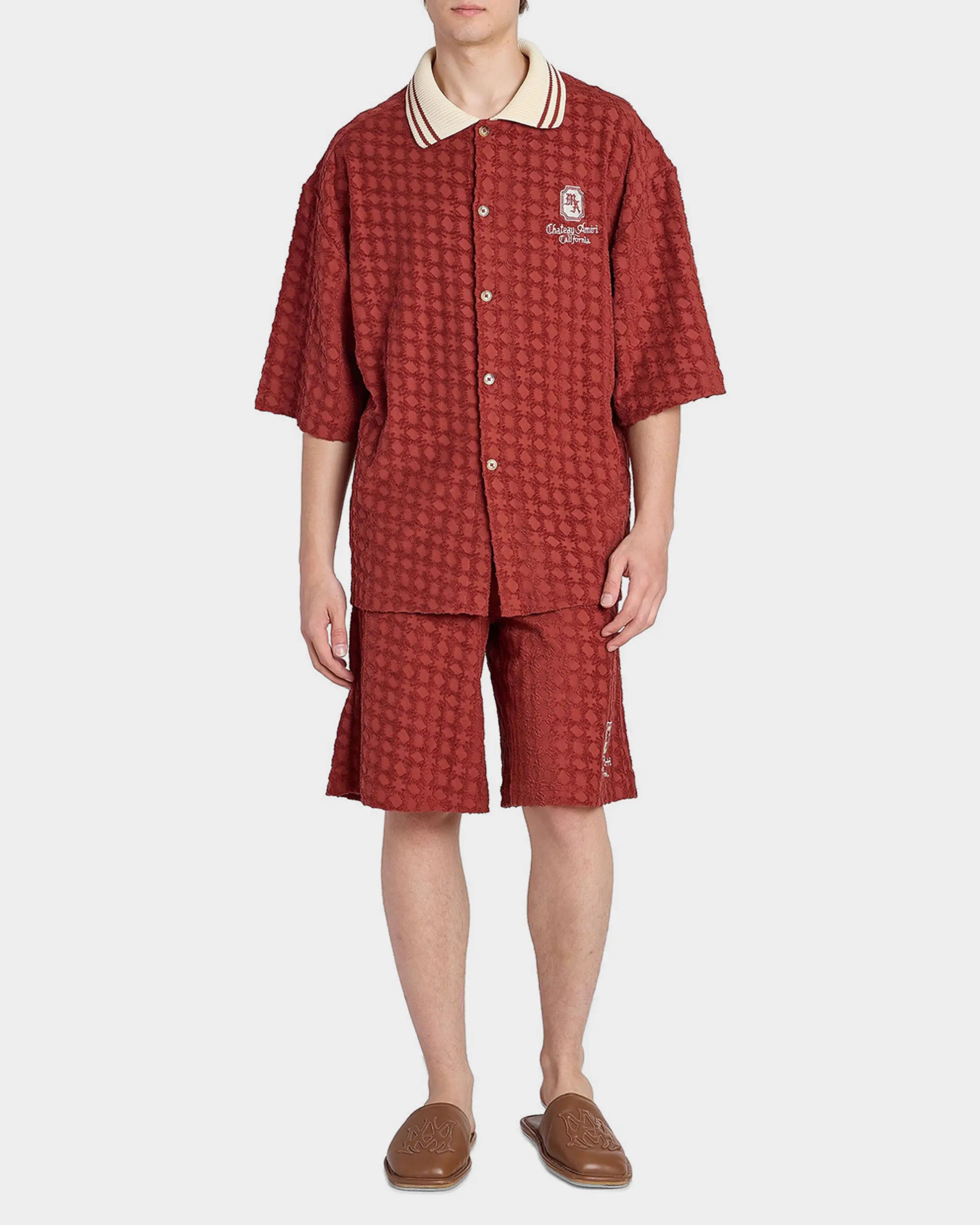 Amiri os11x0526 MA Chateau Toweling Drawstring Shorts in Burgundy Size US 36 / EU 52 - 2 Thumbnail