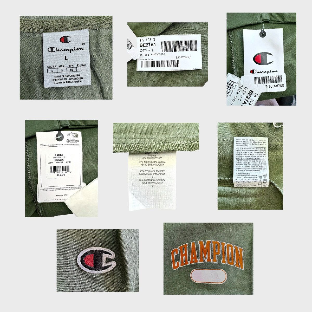 Champion Champion Sideline Mens Green Full Zip Jacket Sz L Size US L / EU 52-54 / 3 - 8 Thumbnail