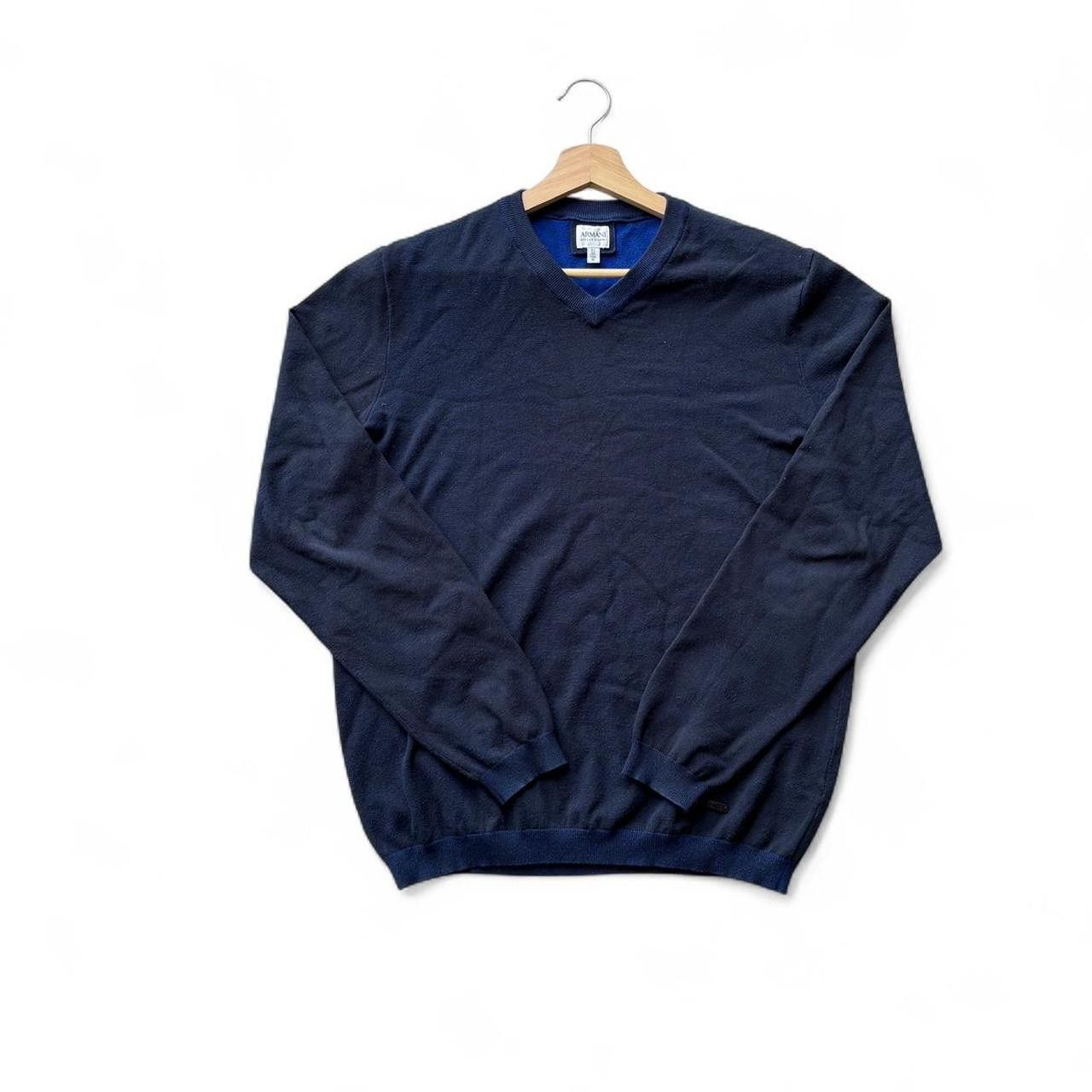 Armani Collezioni Armani Collezioni navy blue double face vneck wool sweater M Size US M / EU 48-50 / 2 - 4 Thumbnail