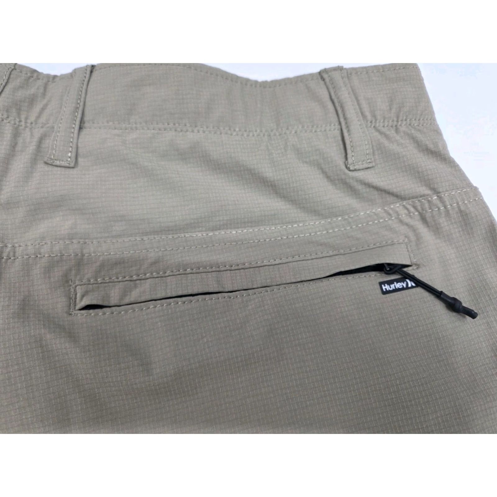 Hurley Hurley Mens Phantom Beige Chino Shorts 36 Regular Flat Front Zip Back Pocket Nylon Blend Short Pants Beige Mens Size US 36 / EU 52 - 6 Thumbnail