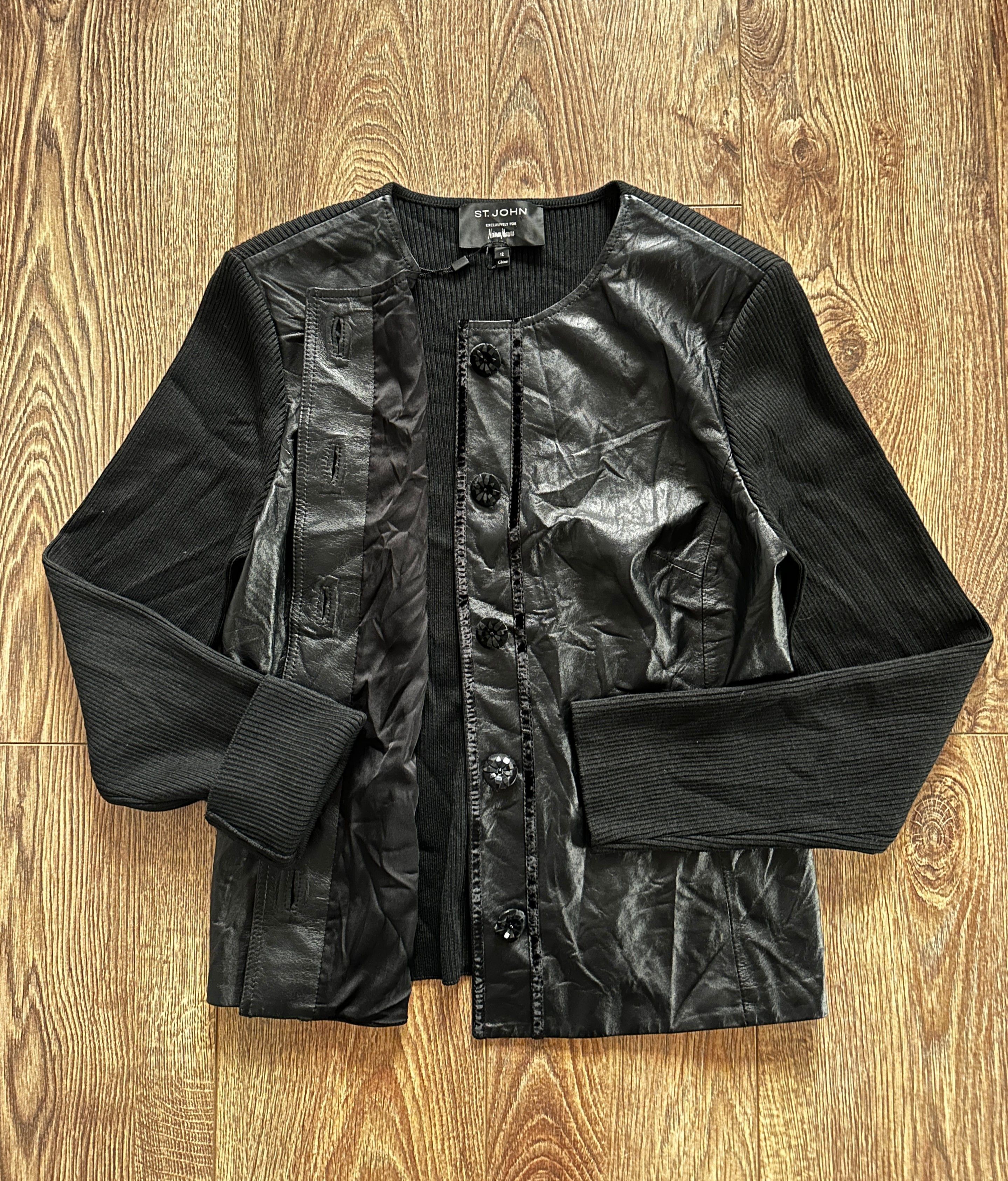 Leather ST.JOHN Exclusively For Neiman Marcus Women's Jacket Leather Size M / US 6-8 / IT 42-44 - 7 Thumbnail