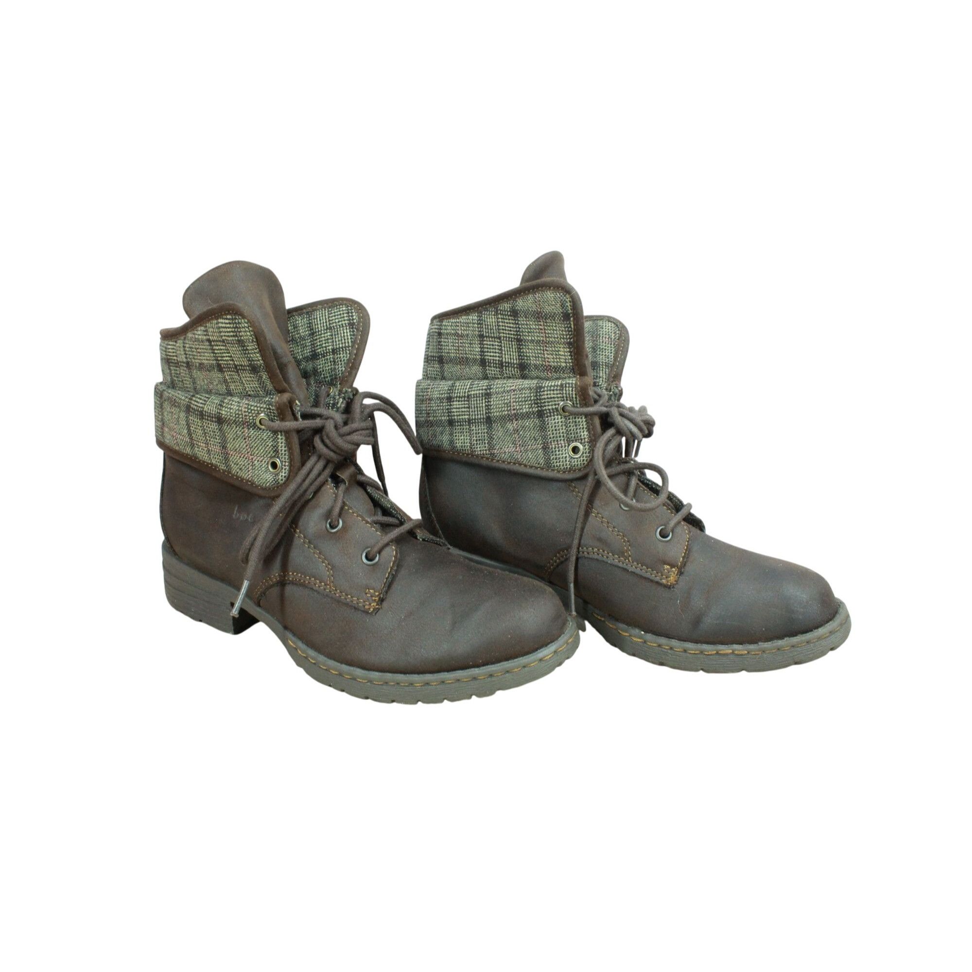 Born BOC by Born Leather Plaid Lined Foldable Ankle Boots Size US 7 / IT 37 - 3 Thumbnail