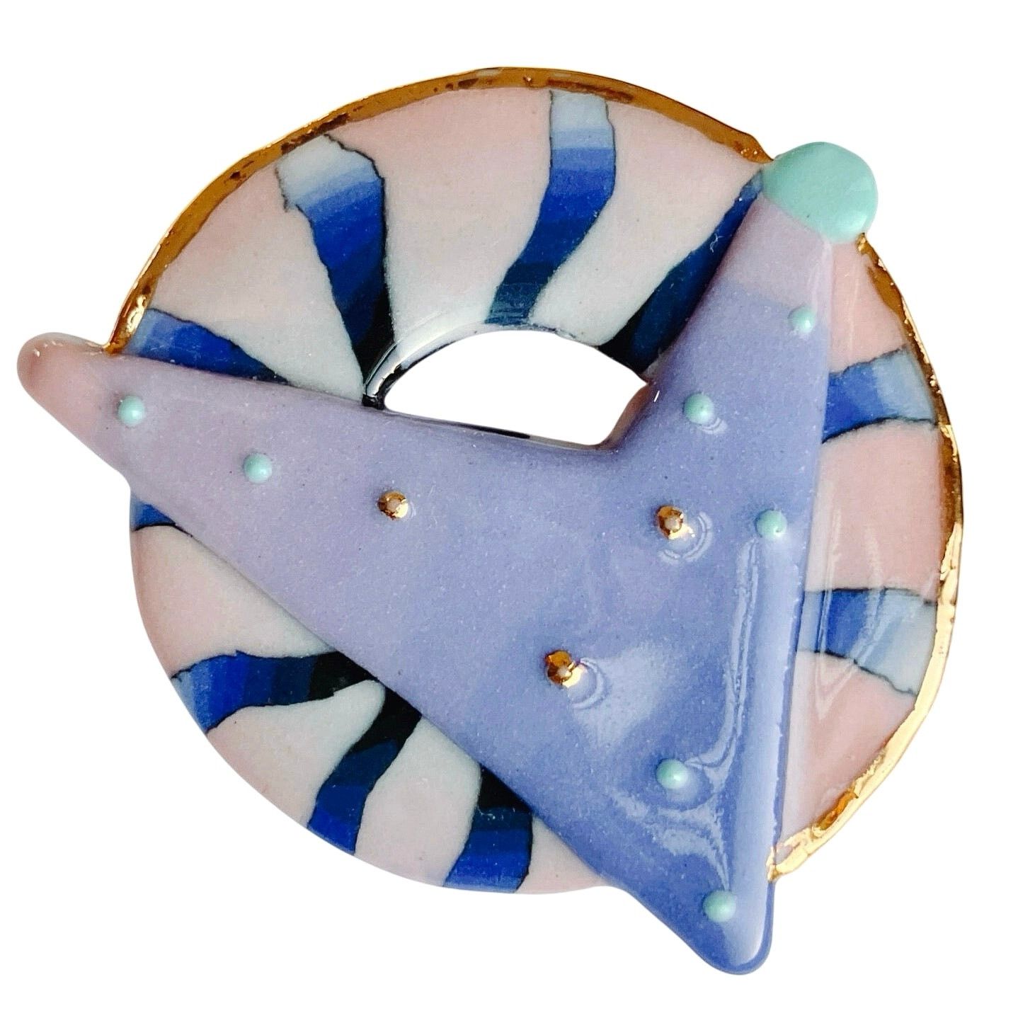 VTG 1980s Ceramic Enamel Geometric Postmodern Brooch