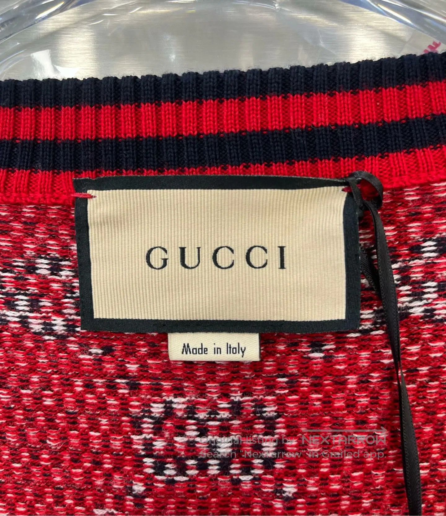 Gucci Guicci Red Double G Full-Print V-Neck Wool Knit Open Cardi Size US M / EU 48-50 / 2 - 3 Thumbnail