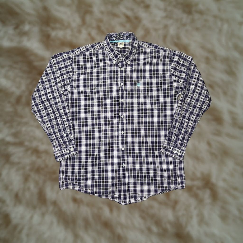 Vintage Cinch Shirt Mens XL Purple Plaid Long Sleeve Button Down Western Rodeo Flip Cuff Size US XL / EU 56 / 4 - 1 Thumbnail
