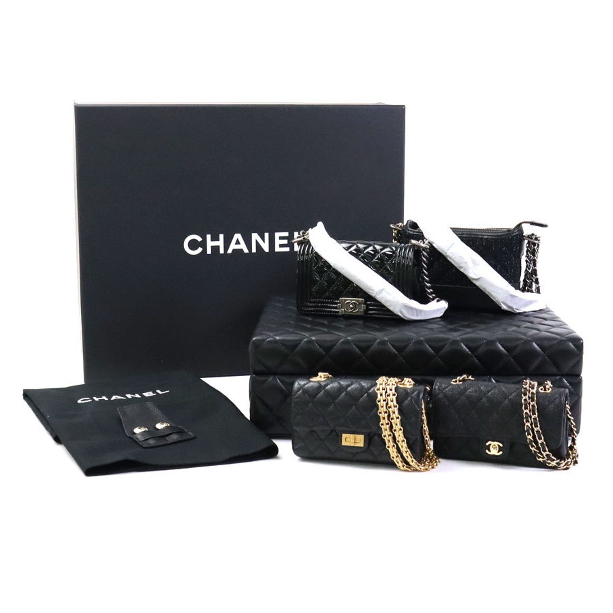 Chanel Vintage Chevron Envelope Flap Bag Black Caviar 24K Gold