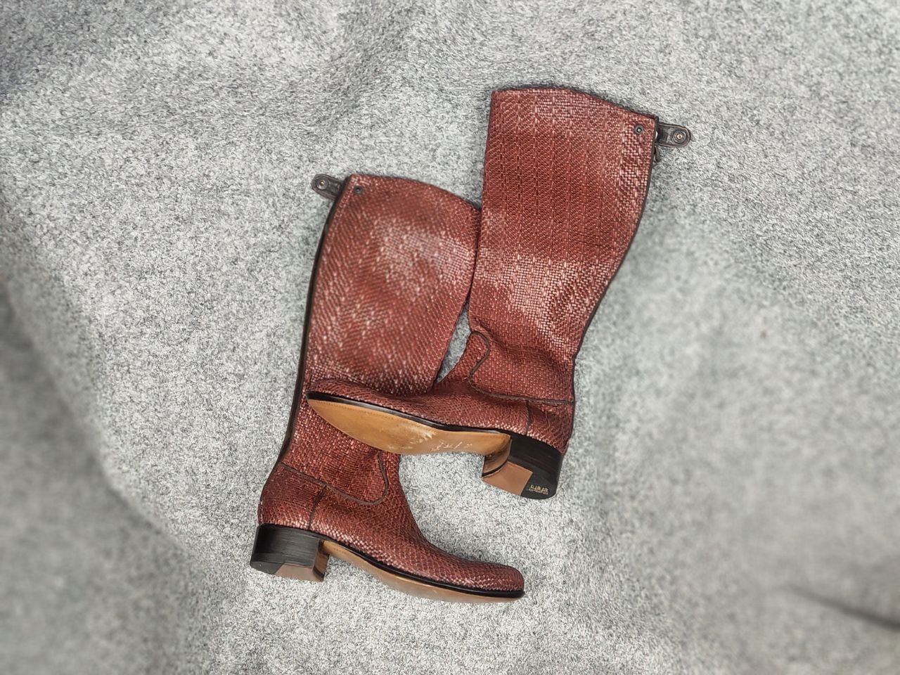 RoccoP Rocco P. Braided leather High Round Toe Riding Tall Boots Size US 6.5 / IT 36.5 - 22 Thumbnail