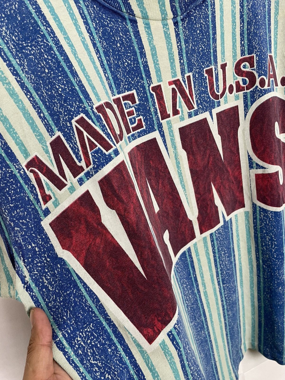 Vans × Vintage Vintage Vans AOP Tee – Made in USA 90s Skate Grail (Sz L) Size US L / EU 52-54 / 3 - 8 Thumbnail