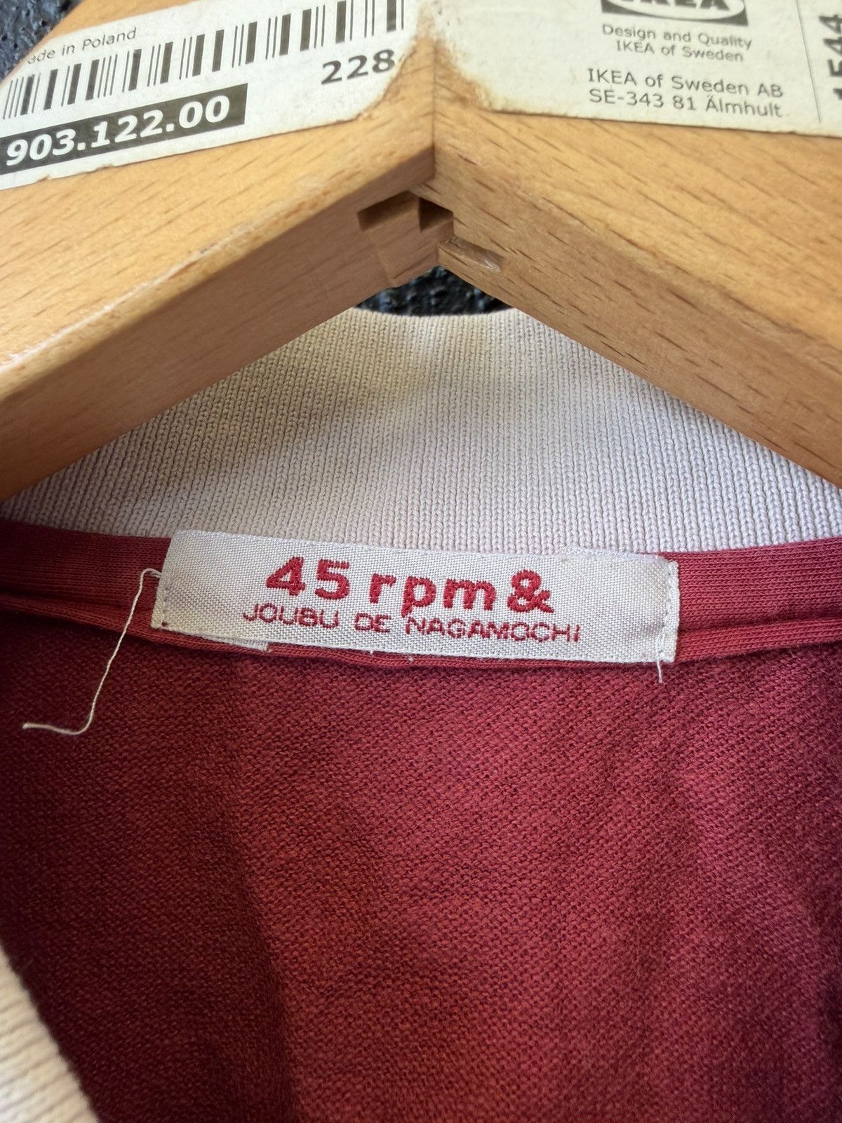 45rpm Vintage 80s 45rpm Red Polo Shirt with White Collar and Cuffs Size US M / EU 48-50 / 2 - 3 Thumbnail