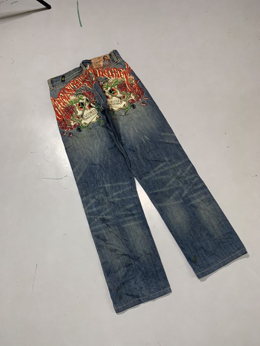 Vintage Edhardy Christian Audigier distressed denim