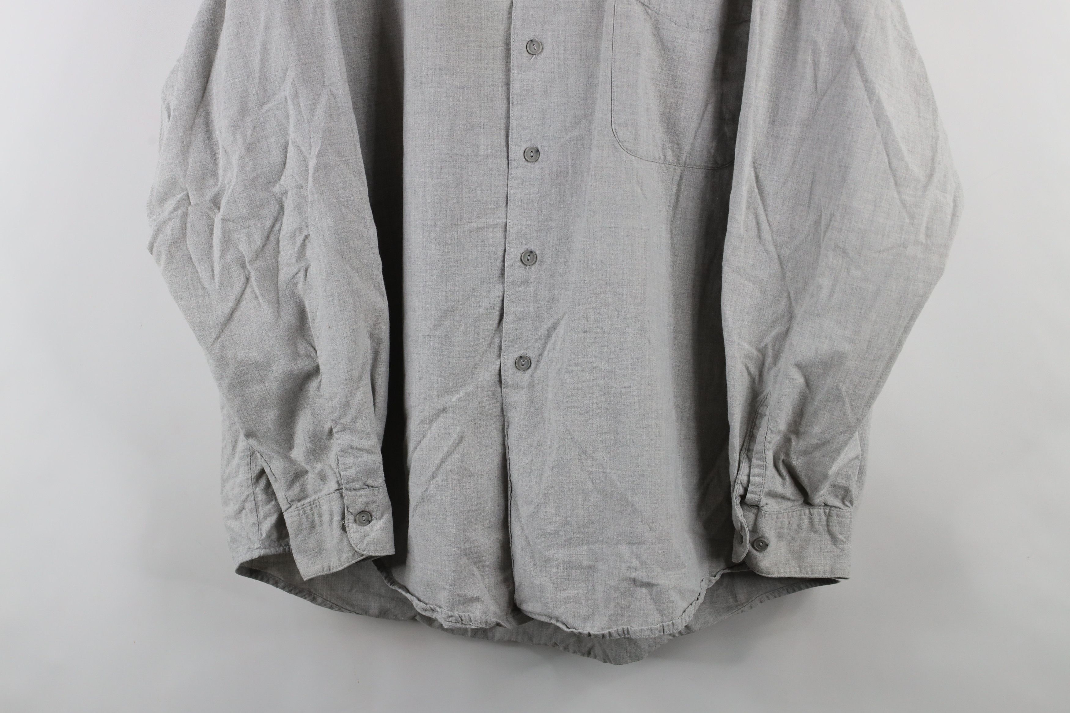 Vintage Vintage 90s Streetwear Band Collar Button Shirt Gray Size US L / EU 52-54 / 3 - 3 Thumbnail