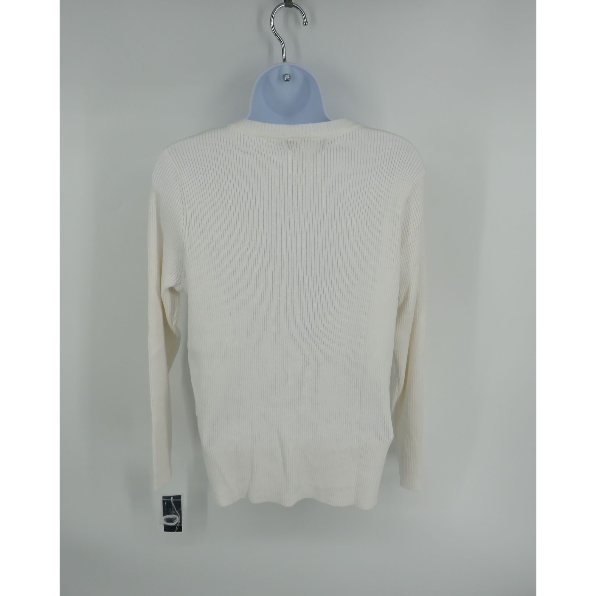 Other Karen Scott Womens PL White V-Neck Ribbed Sweater Long Sleev Size L / US 10 / IT 46 - 4 Thumbnail