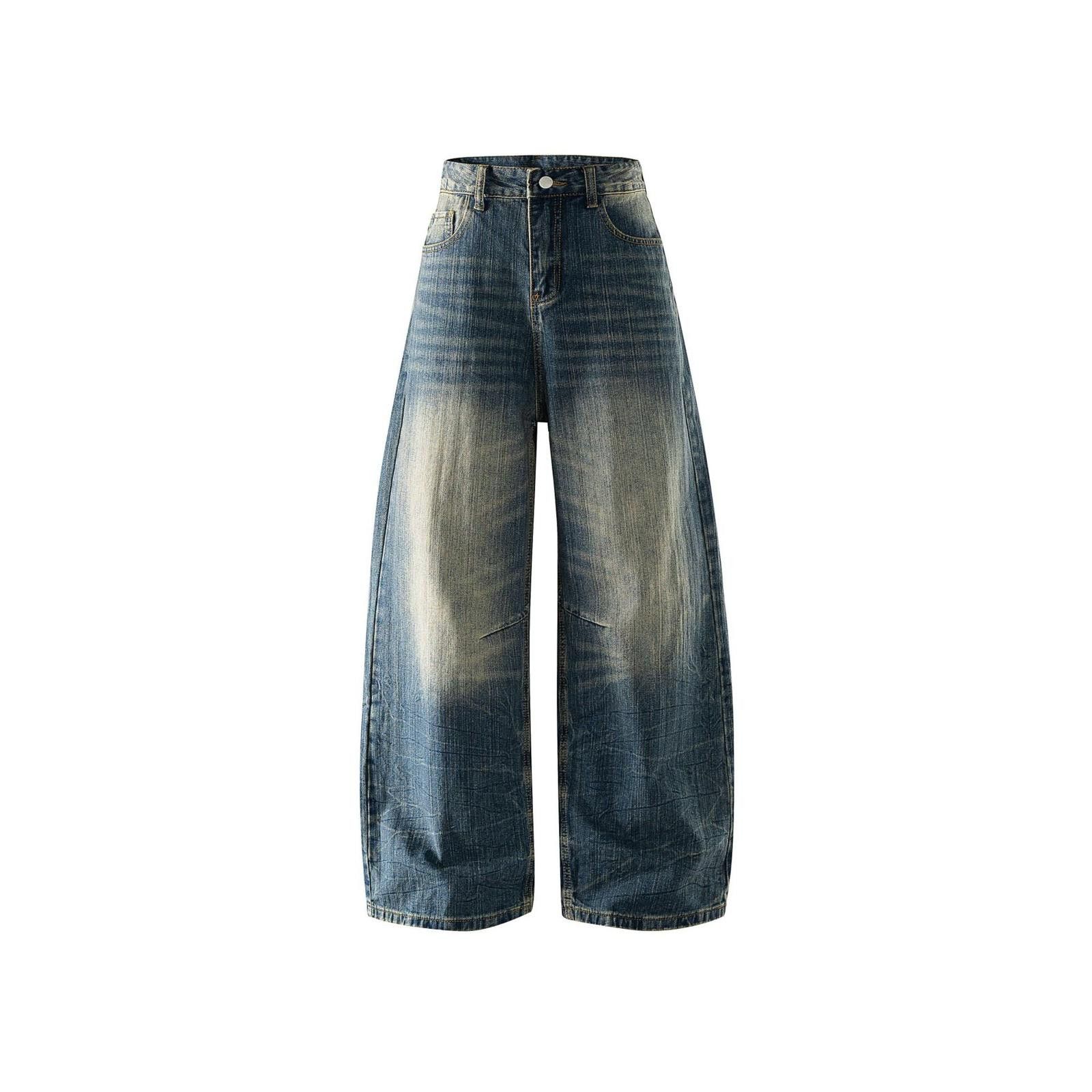 Vintage Blue Wide Leg Vintage Wash Denim Jeans, Relaxed Fit Jeans Size US 32 / EU 48 - 9 Thumbnail