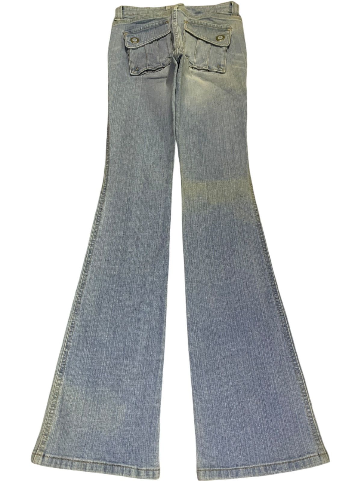 Japanese Brand × Jean Vintage Japanese Brand Mud Wash Fatigue Style Flare Jeans Size 24" / US 00 / IT 34 - 2 Thumbnail