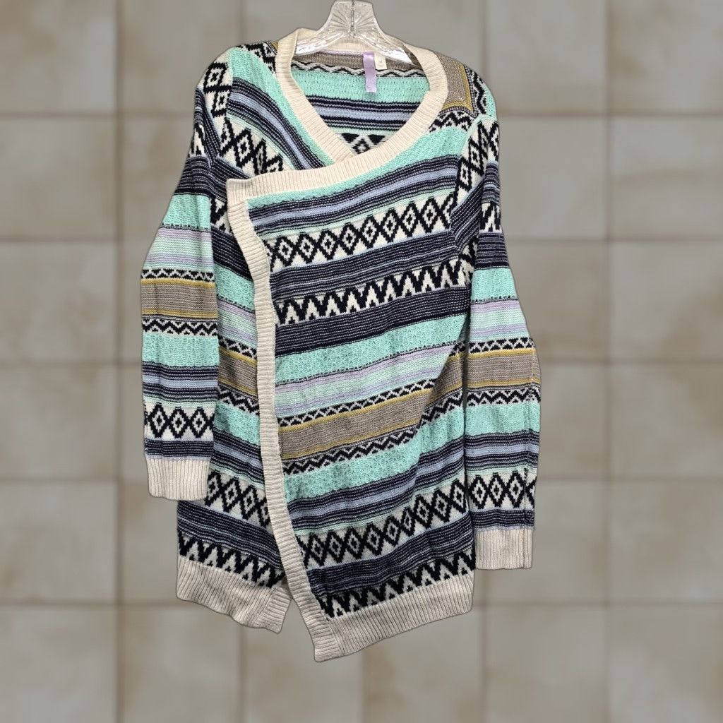 Anthropologie Alya Cardigan Adult Medium Mint Multicolor Geometric Open Front Boho Southwestern Women's Size M / US 6-8 / IT 42-44 - 1 Thumbnail