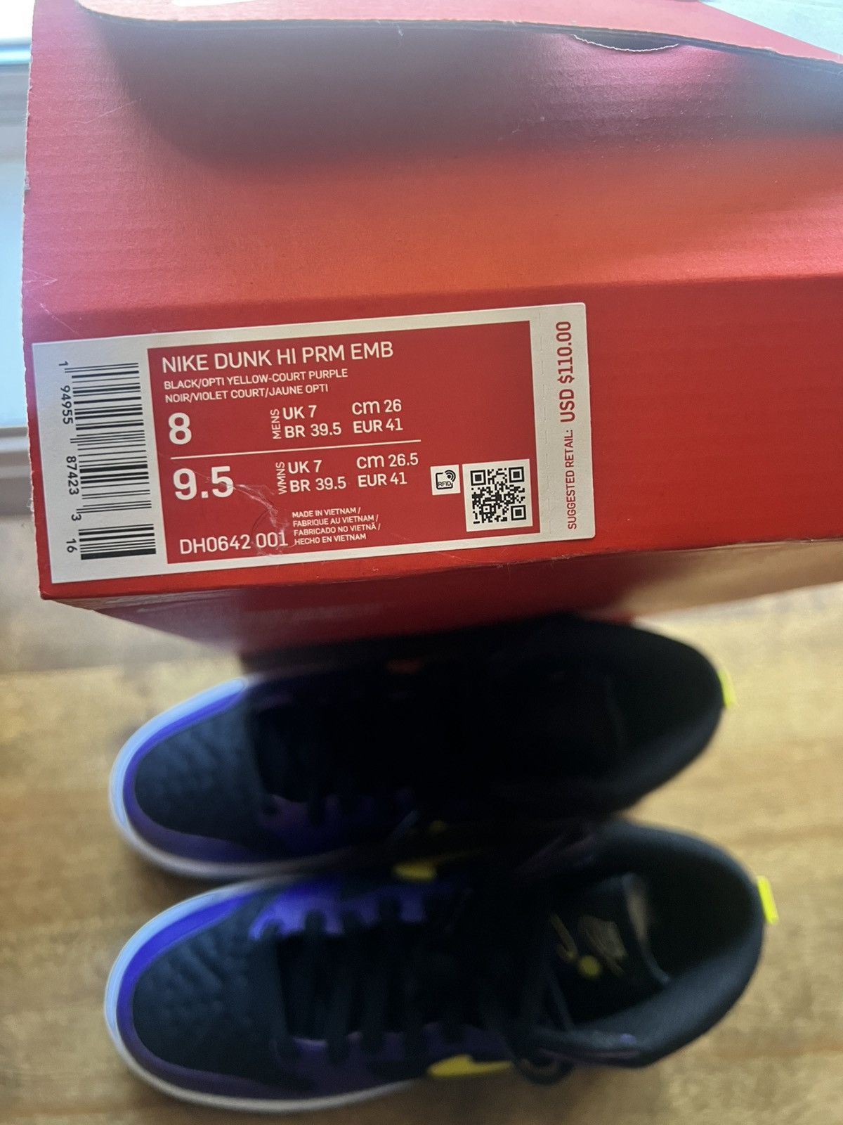 Nike × Vintage Nike Dunk High EMB Lakers Size US 8 / EU 41 - 5 Thumbnail