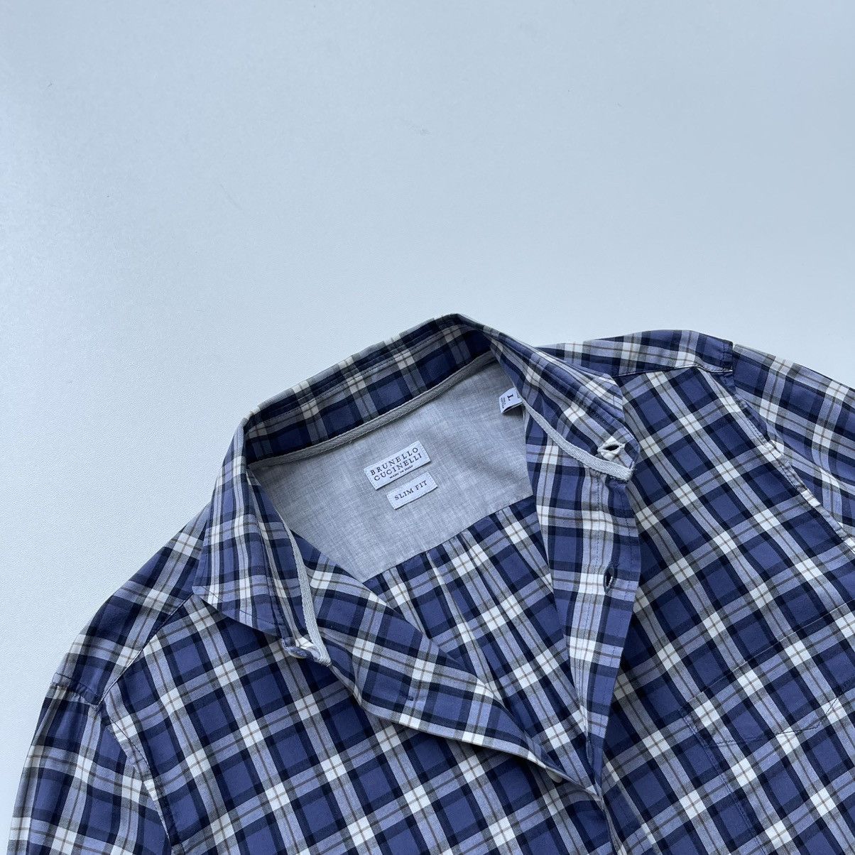 Brunello Cucinelli Brunello Cucinelli Slim Fit Cotton Checked Button Ups Shirt Size US S / EU 44-46 / 1 - 5 Thumbnail