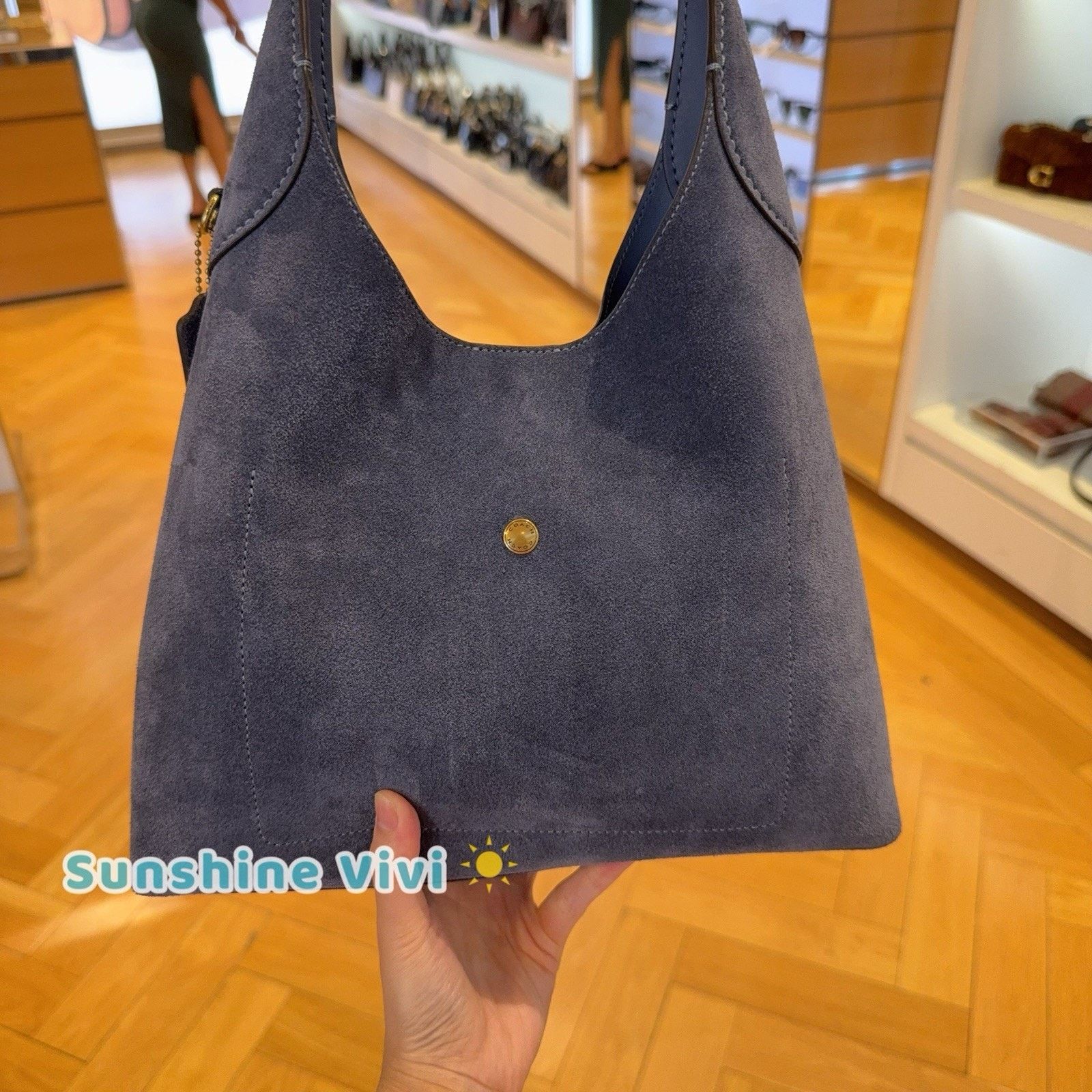 Coach NWT CCOACH CW637 Brooklyn Shoulder Bag 28 Suede LIGHT DENIM Size ONE SIZE - 3 Thumbnail