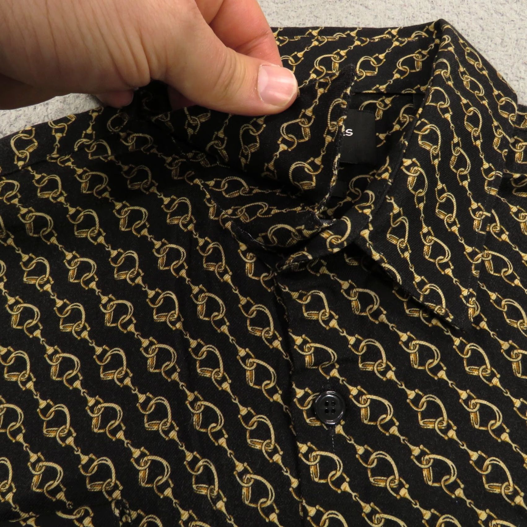 The Kooples The Kooples Shirt Men Small Relaxed Viscose Black Gold Horsebit Luxury Designer Size US S / EU 44-46 / 1 - 5 Thumbnail
