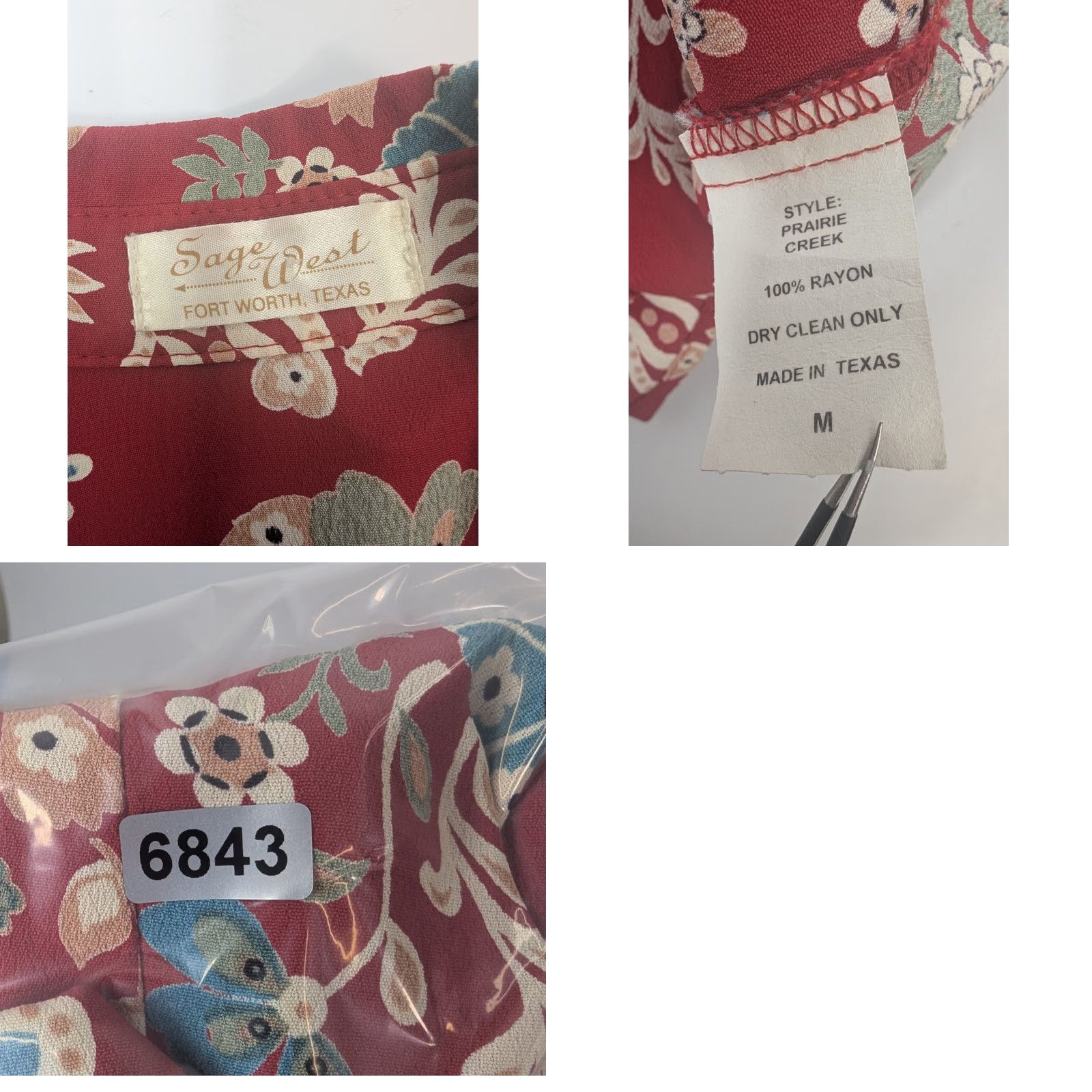 Vintage Sage West Prairie Creek Women's M Pearl Snaps Floral Western Shirt Red XS? No, M size. Size M / US 6-8 / IT 42-44 - 8 Thumbnail