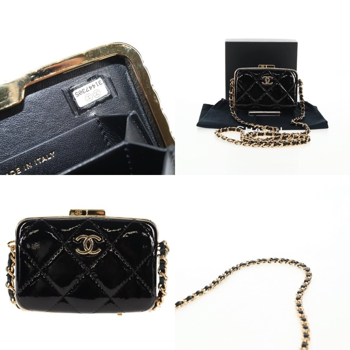 Chanel Chanel Chain Shoulder Bag Patent Leather Black Gold CC Size ONE SIZE - 5 Thumbnail