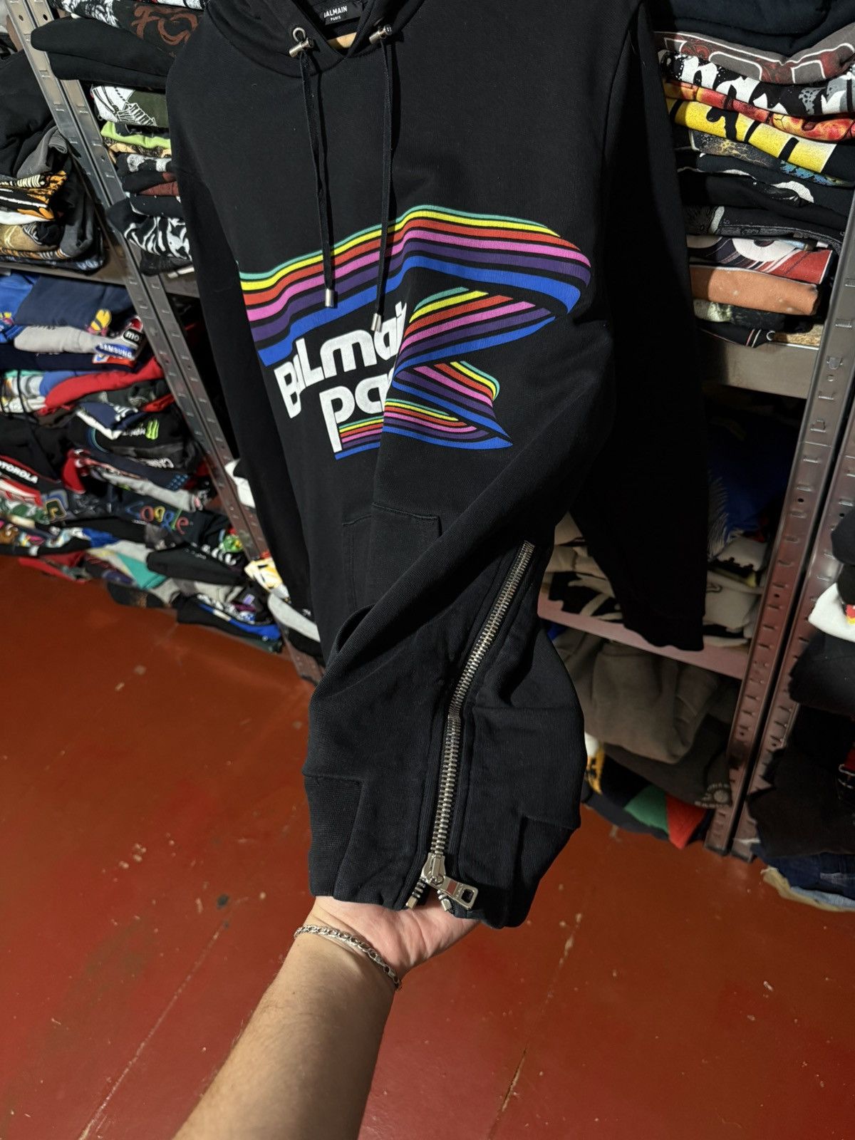 Balmain 🌈 Rare Balmain Rainbow Multicolor Logo Luxury Hoodie Size US S / EU 44-46 / 1 - 8 Thumbnail