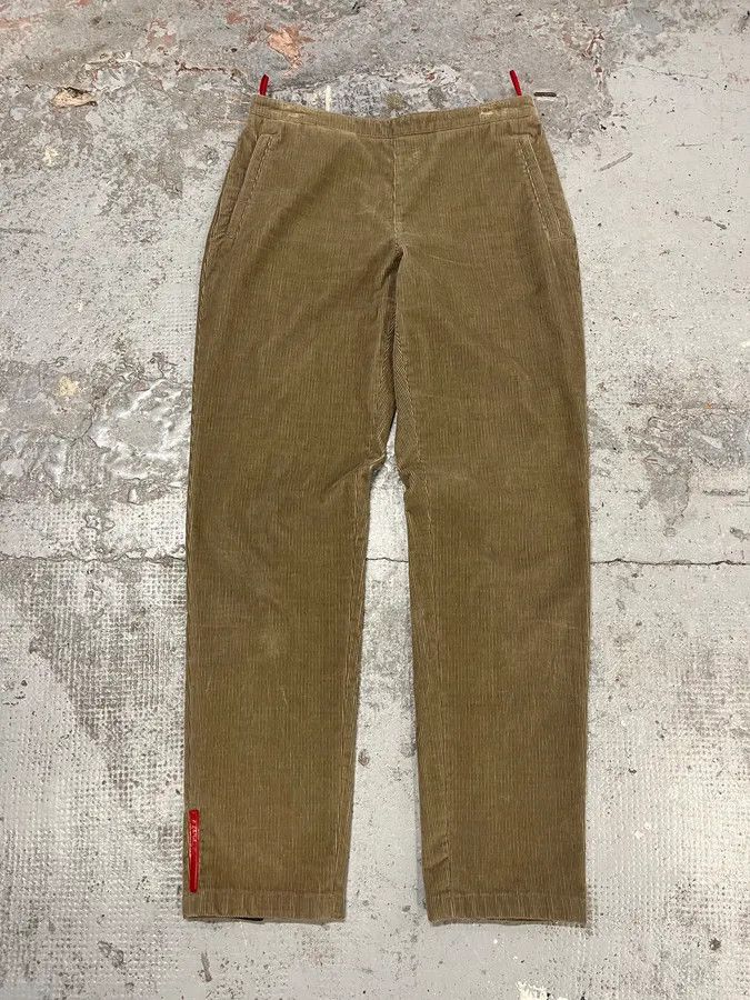 Prada 2000s Prada Linea Rossa Beige Corduroy Velvet Pants Size US 32 / EU 48 - 1 Thumbnail