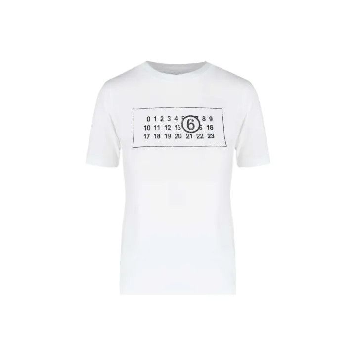 MM6 Maison Margiela White Graphic Short Sleeve T-Shirt 0079