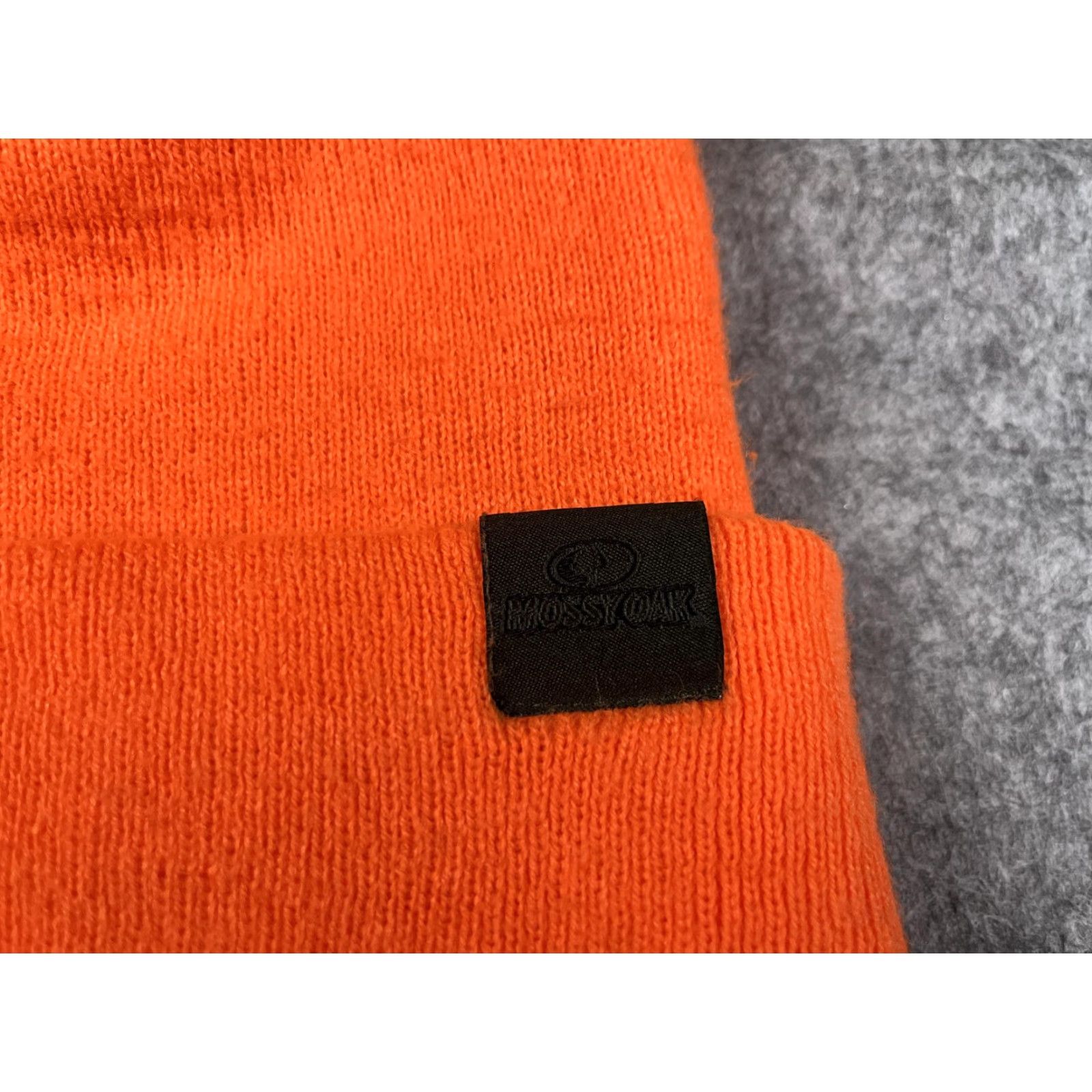 Vintage Mossy Oak Hat Beanie Mens One Size Orange Blaze Knit Lined Hi Vis Hunting Winter Size 44L - 3 Thumbnail