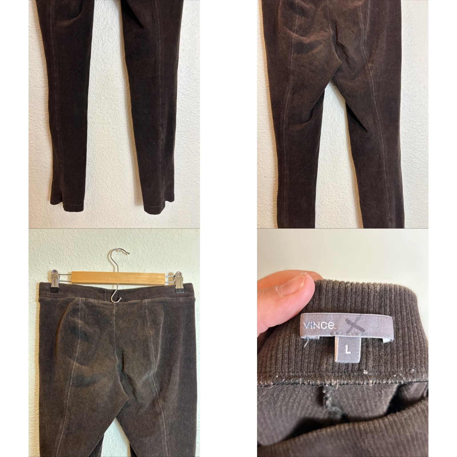 Vince Vince Womens Large Corduroy Brown Pull On Pants Cotton Virgin Wool Chino 28x30 L Brown Womens Pants Size 36" / US 14 / IT 50 - 8 Thumbnail