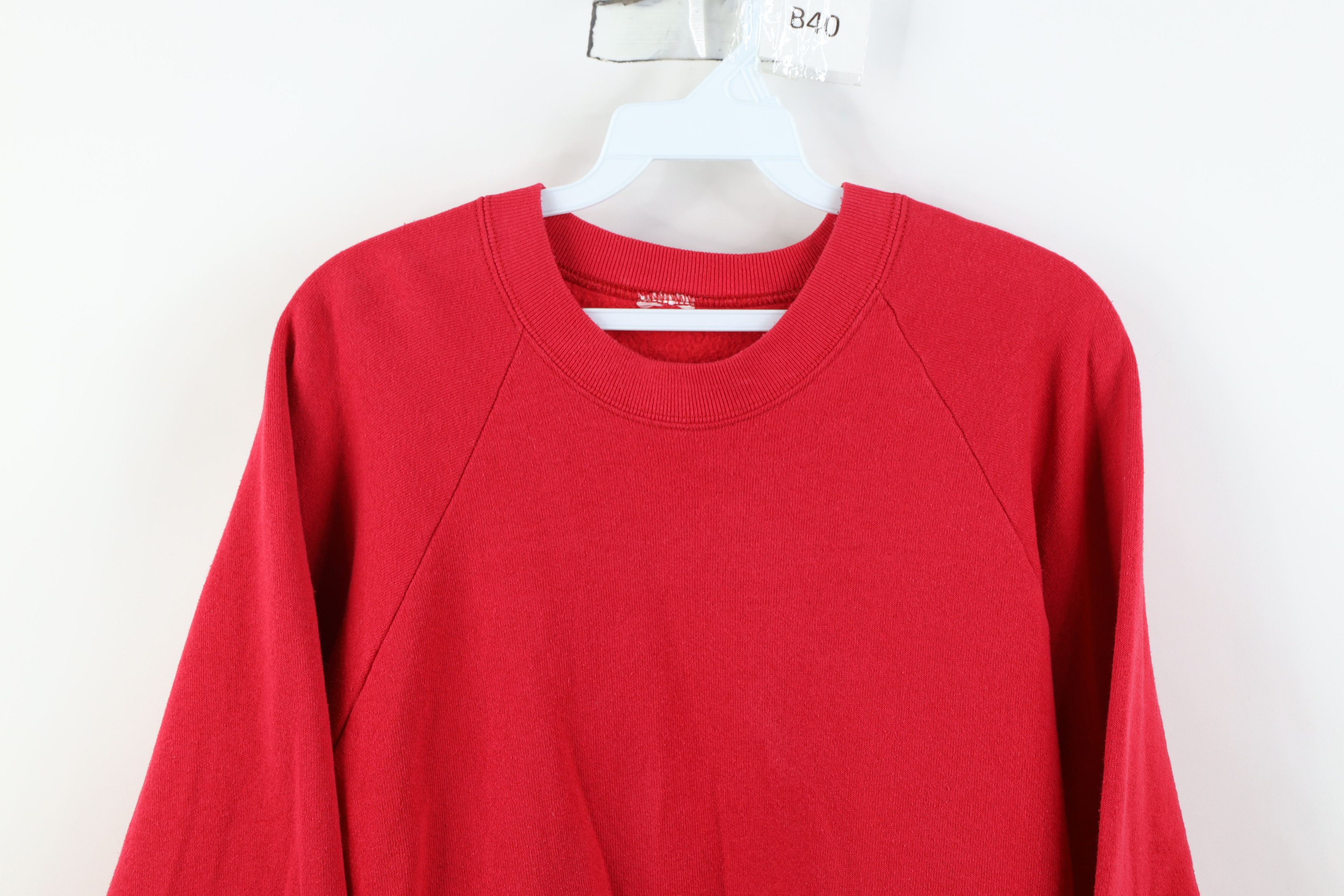 Vintage Vintage 90s Streetwear Faded Blank Crewneck Sweatshirt Red Size XL / US 12-14 / IT 48-50 - 2 Thumbnail