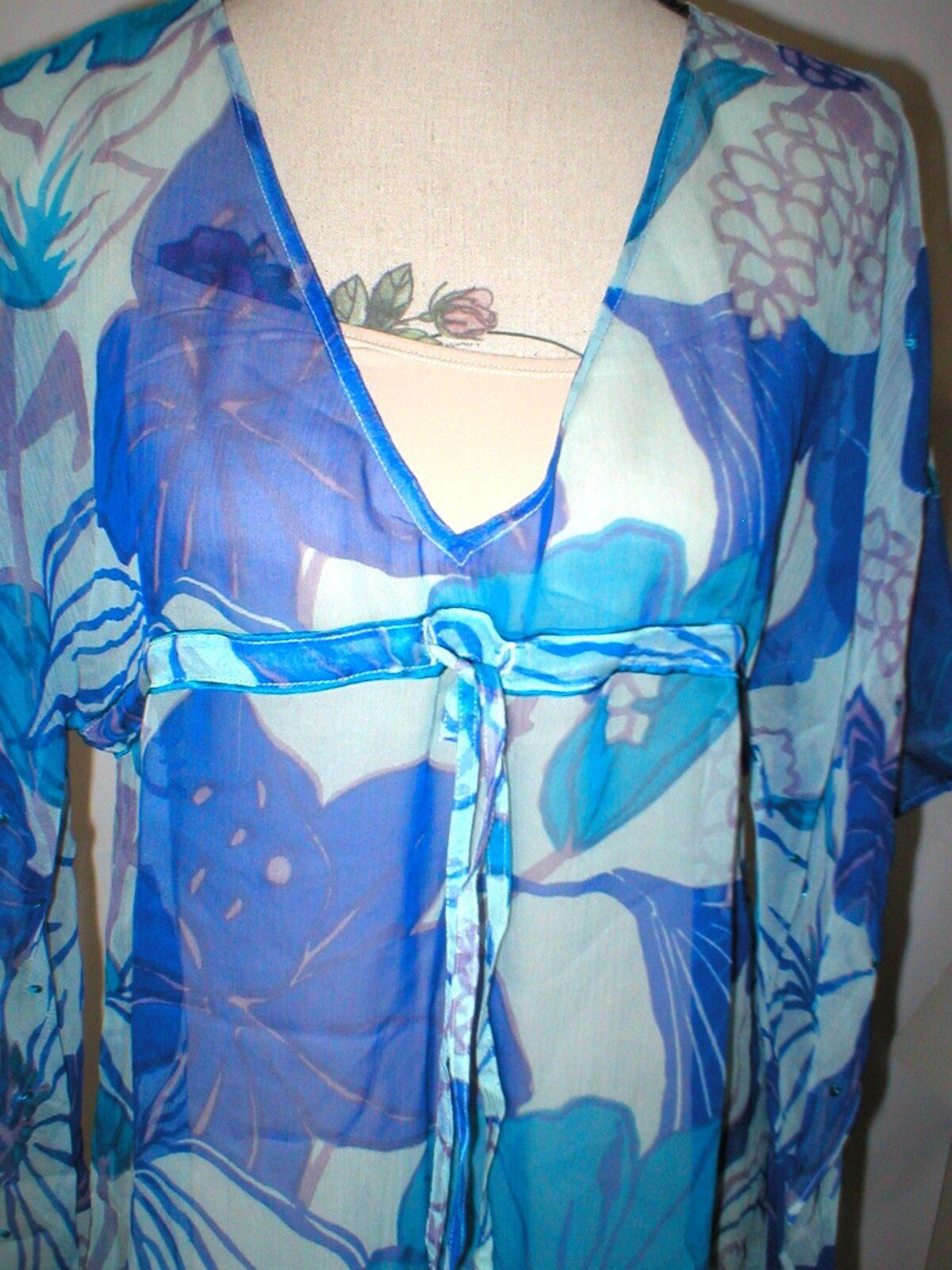 Antik Batik Silk Tunic Top Women Antik Batik M Blue Purple Swim Cover Up Size M / US 6-8 / IT 42-44 - 2 Thumbnail