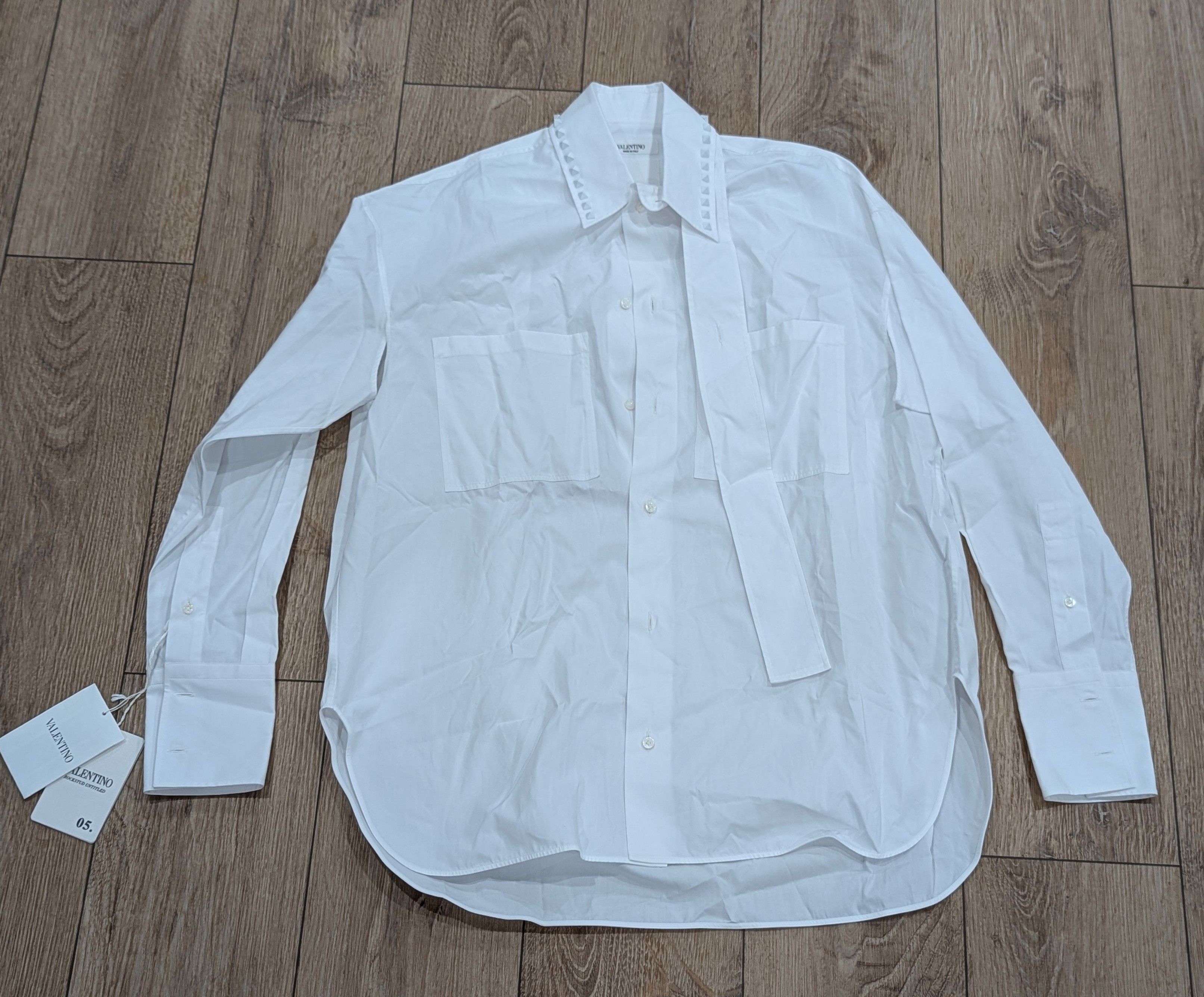 Valentino VALENTINO Solid Cotton LS Button Up Shirt White 39 US 15.5 Size US M / EU 48-50 / 2 - 1 Thumbnail