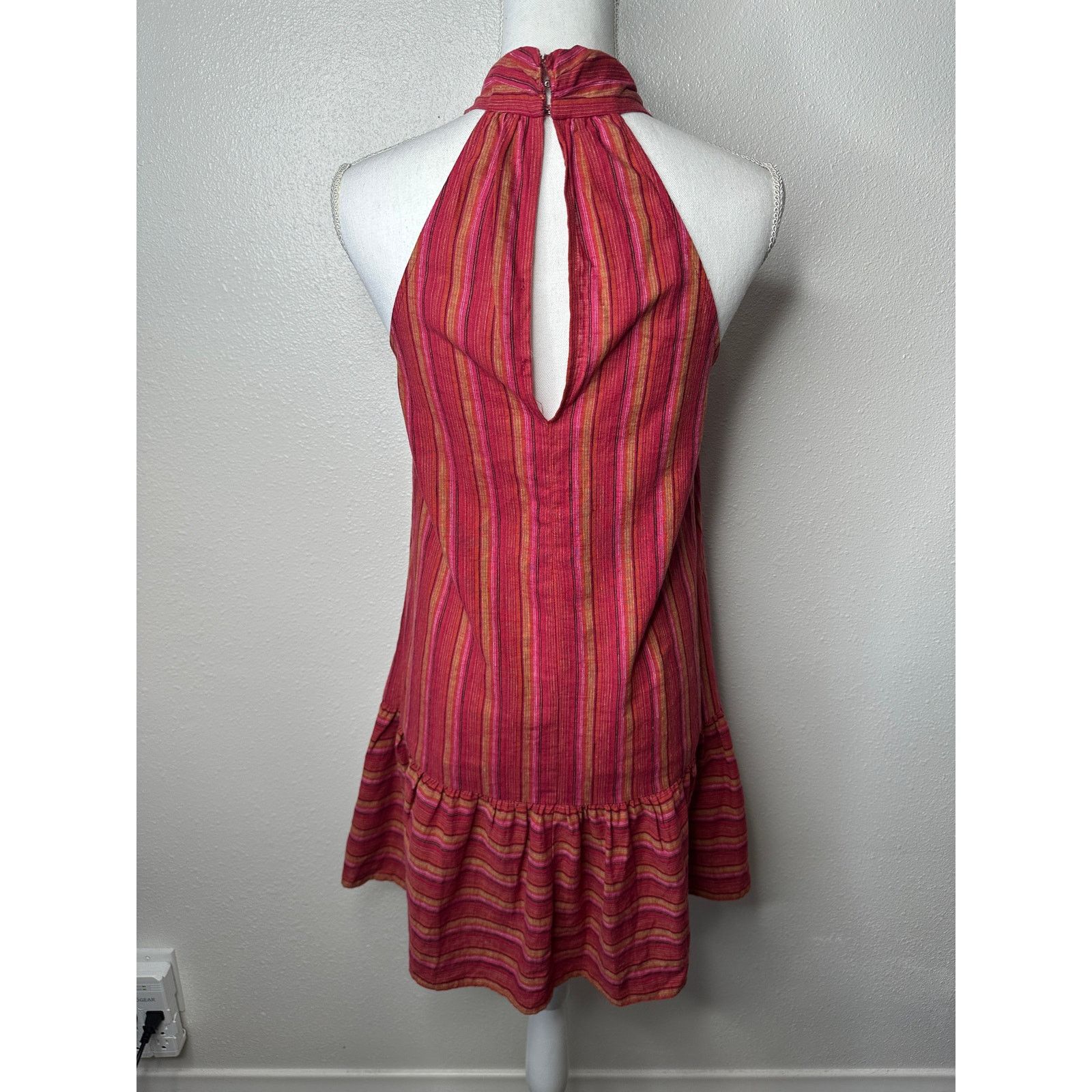 BCBGeneration BCBG Generation Halter Mini Dress XS Pink Striped Sleeveless Size XS / US 0-2 / IT 36-38 - 6 Thumbnail
