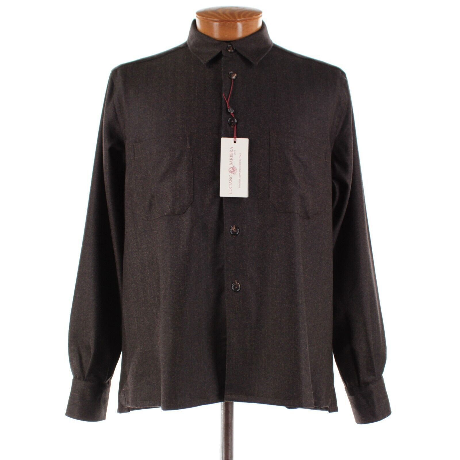 Luciano Barbera Luciano Barbera Overshirt Size L US In Brown Wool Blend Size US L / EU 52-54 / 3 - 1 Thumbnail