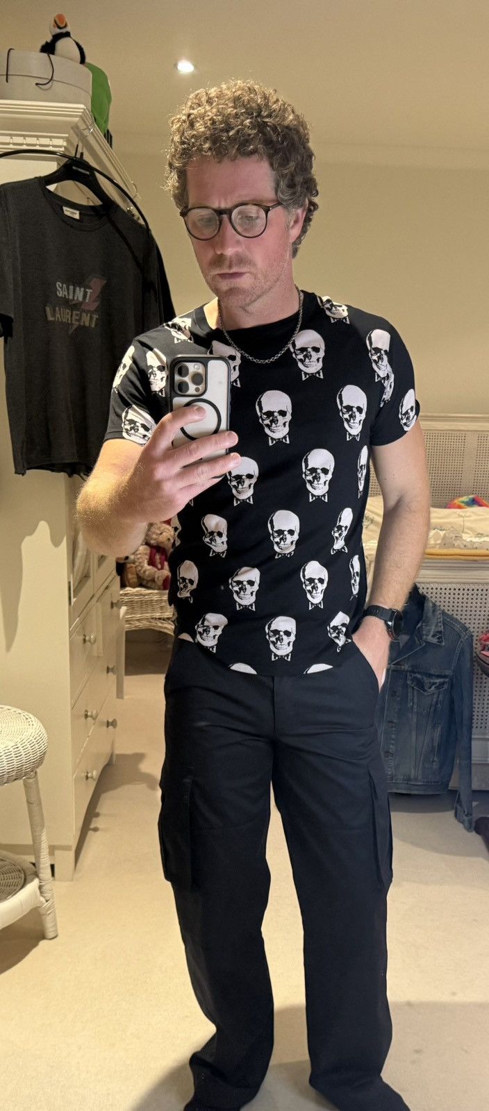 Saint Laurent Paris Grail FW15 Saint Laurent skull boack T shirt Hedi Slimane Size US S / EU 44-46 / 1 - 6 Thumbnail